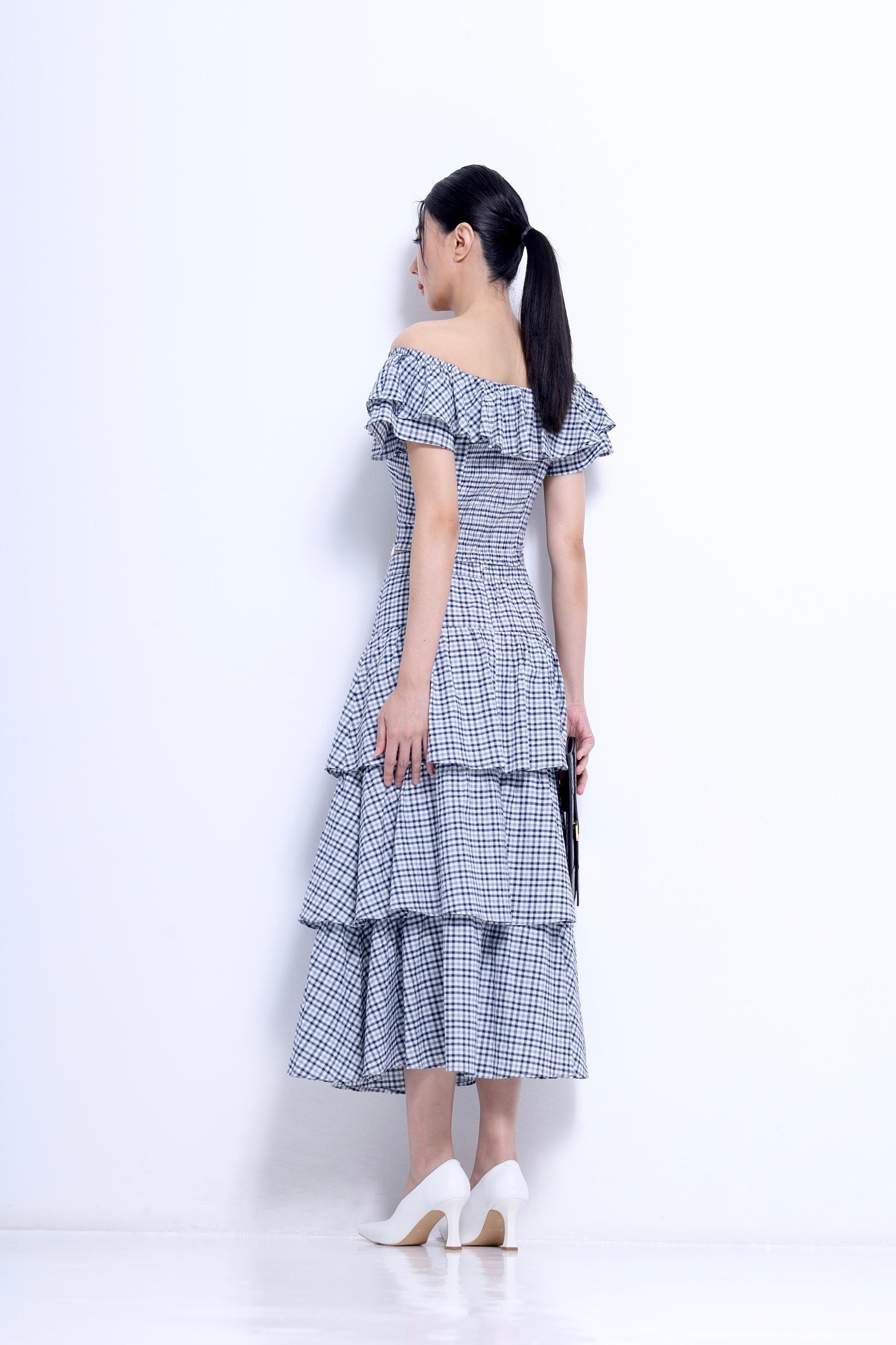 CS1433 Tiered Ruffle Midi Skirt