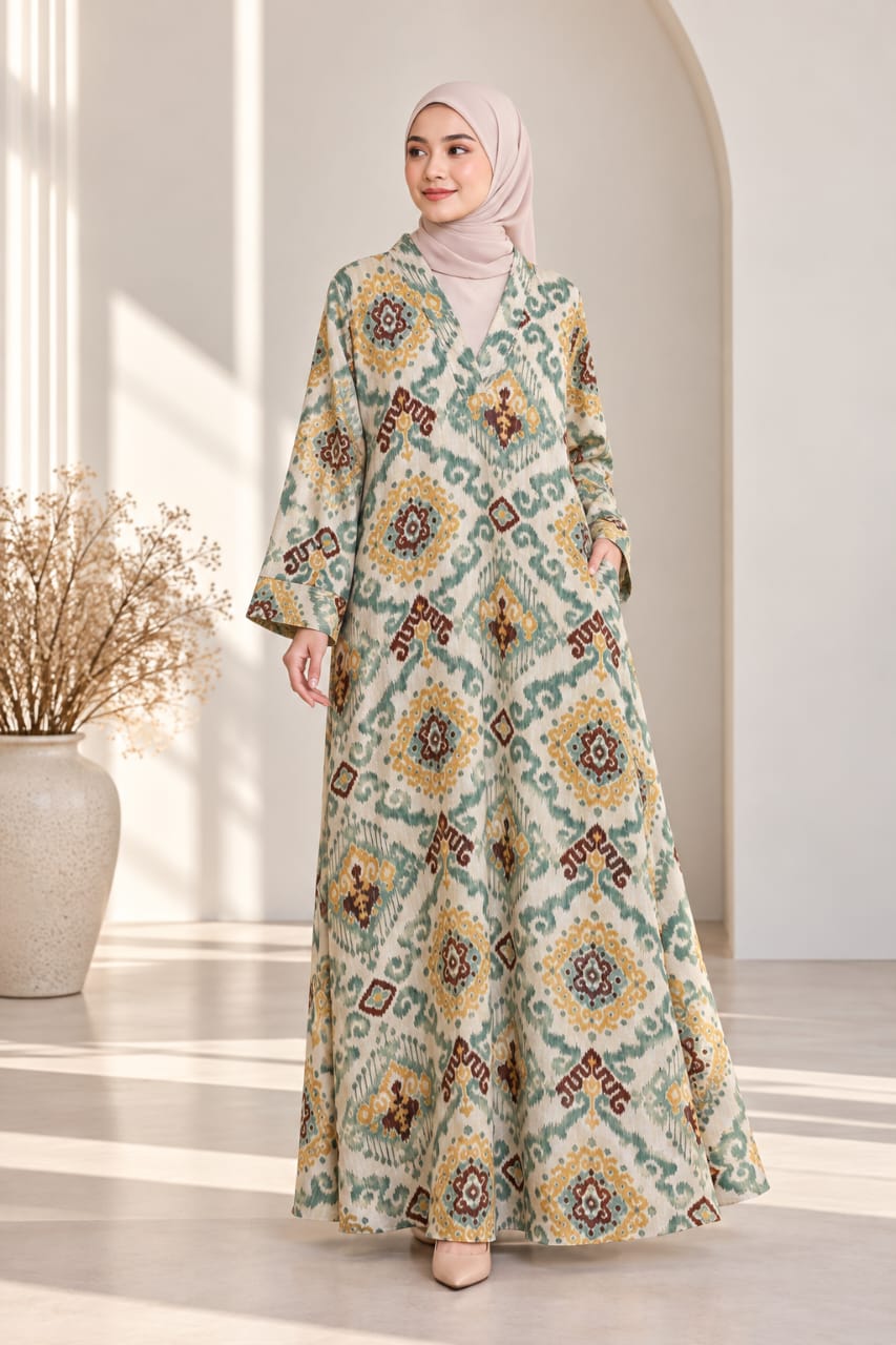 Linen Dress - Kunafa Sage Green