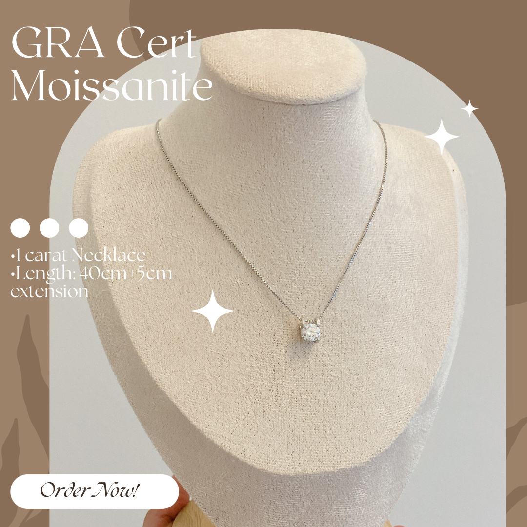 Moissanite Necklace with GRA Certificate of Authenticity and Warranty  