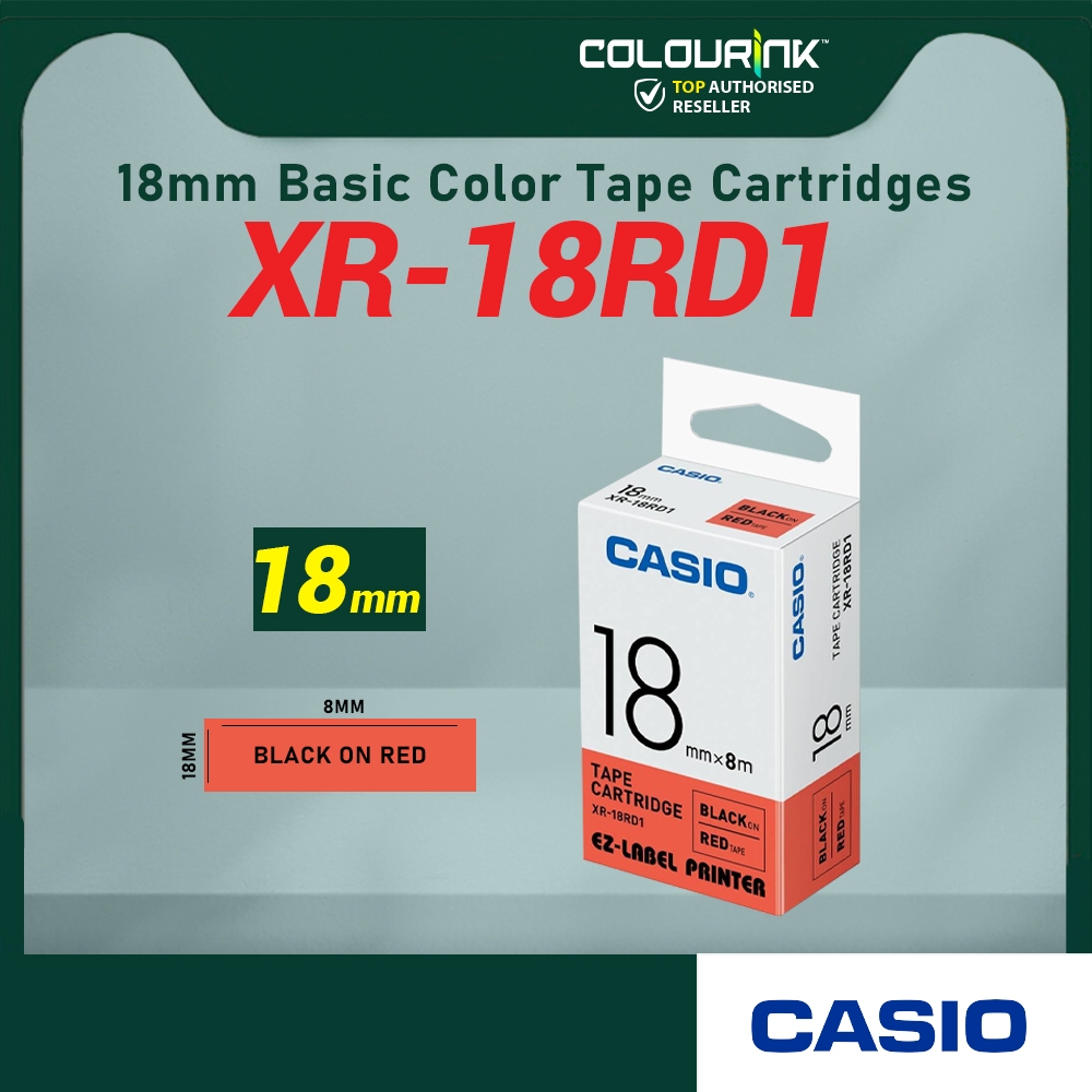 CASIO ORIGINAL GENUINE 18MM EZ LABEL TAPE FOR KL-120 KL-130 KL-820 KL-60 KL-HD1 KL-8400 KL-G2