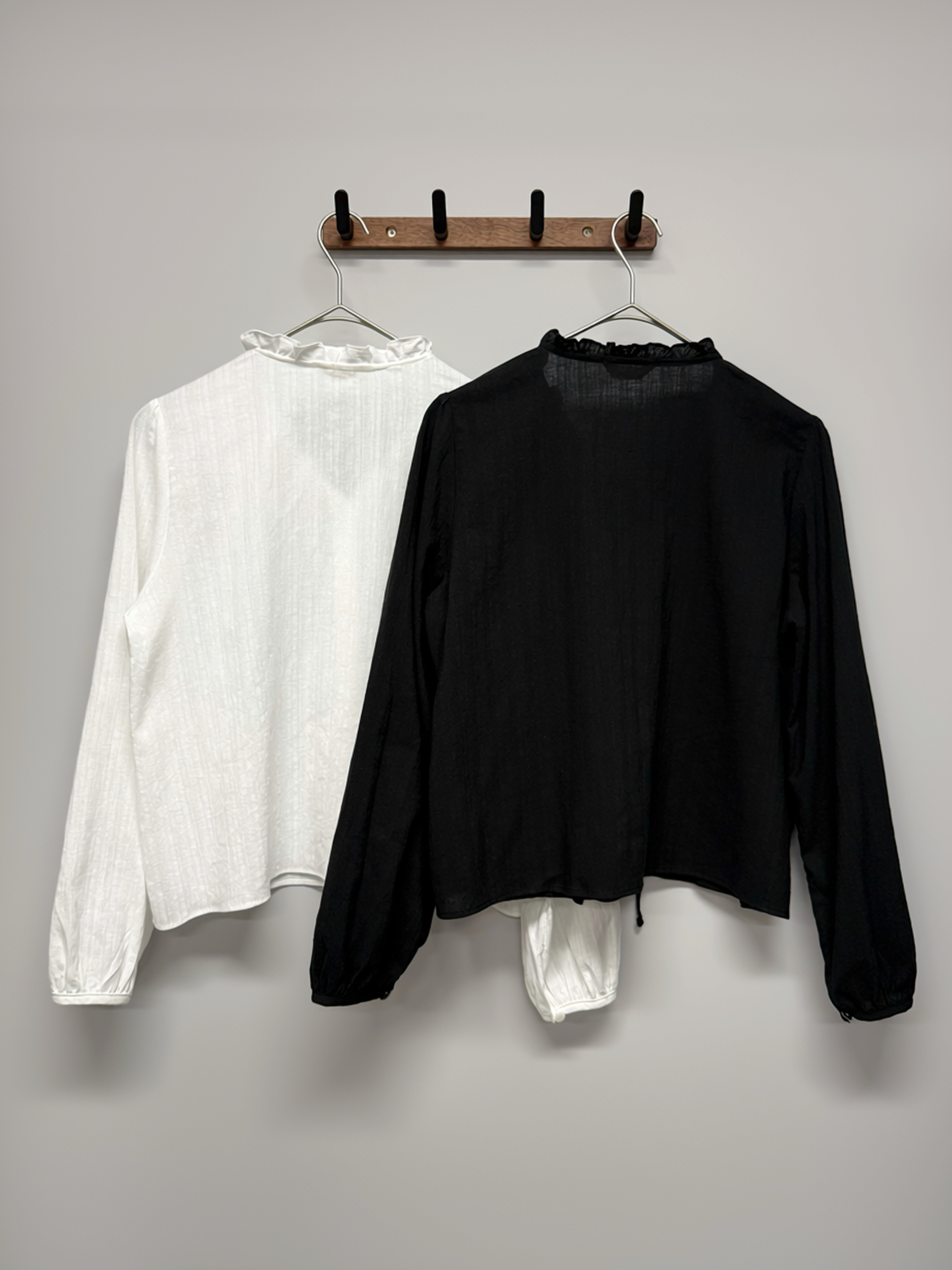 Ruffled Collar Pintuck Blouse #top156