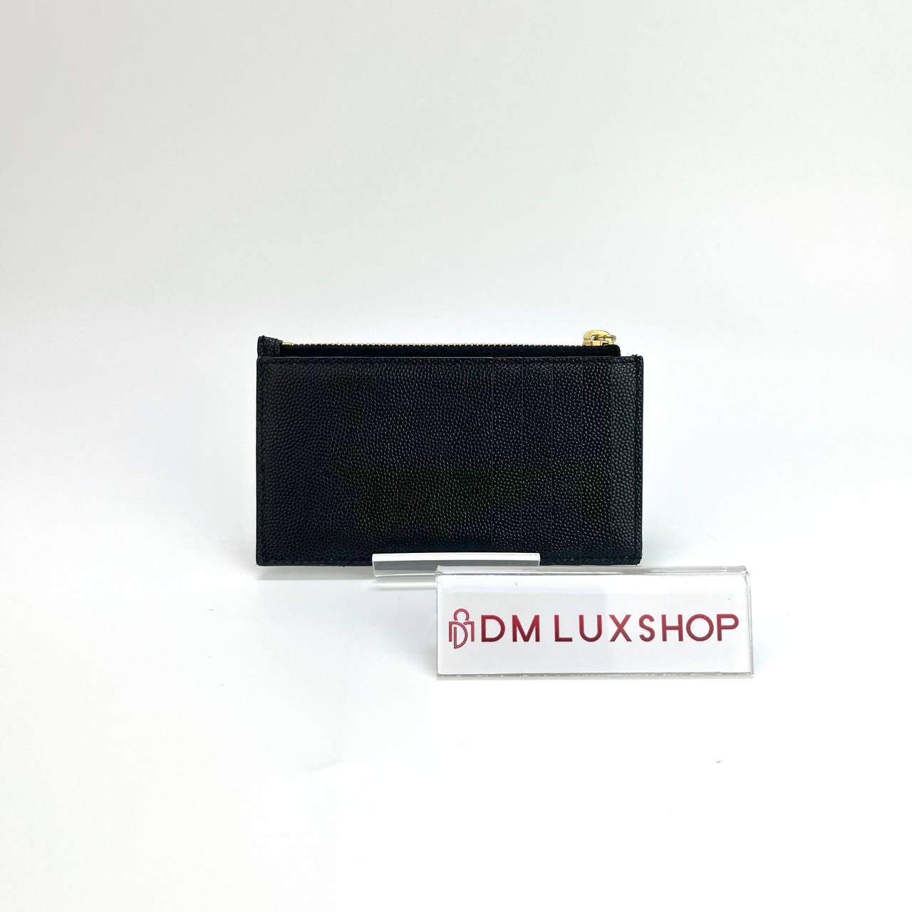 YSL Black Cassandre Matelasse Fragments Card Case GHW