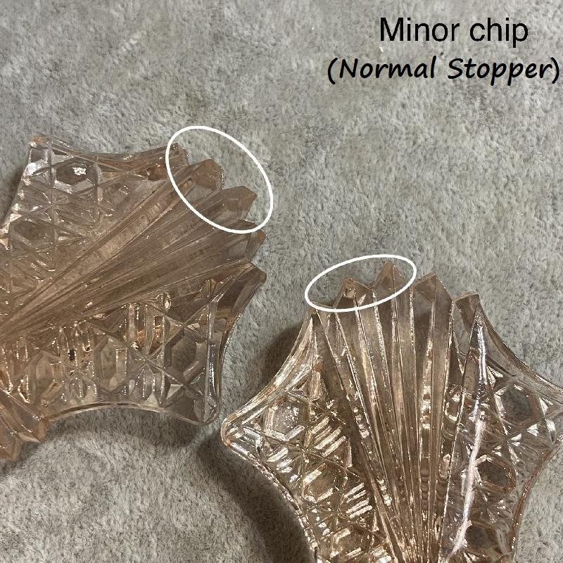 1960s Czechoslovakia Art Deco Inspired-Pattern Pressed Glass Vanity Perfume Bottle - Peach Pink(MW013)