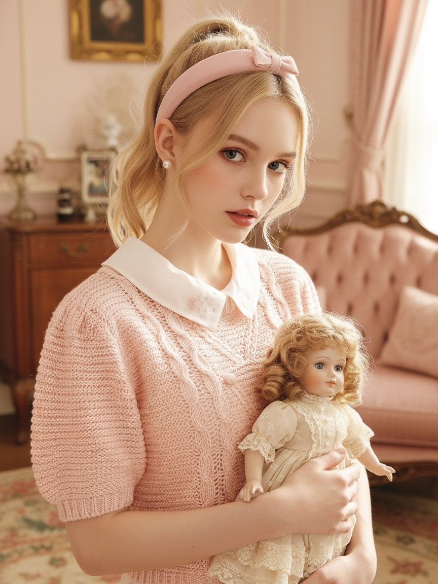 台灣製大人味學院風系列圓領棉花糖粉色學妹