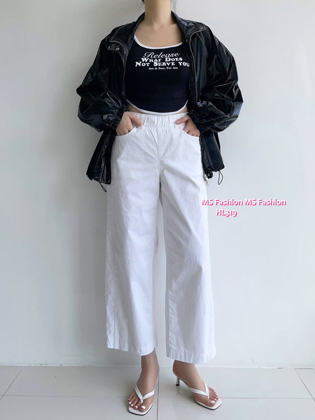HL319 韓國👖Howluk微吊腳彈力棉闊筒褲