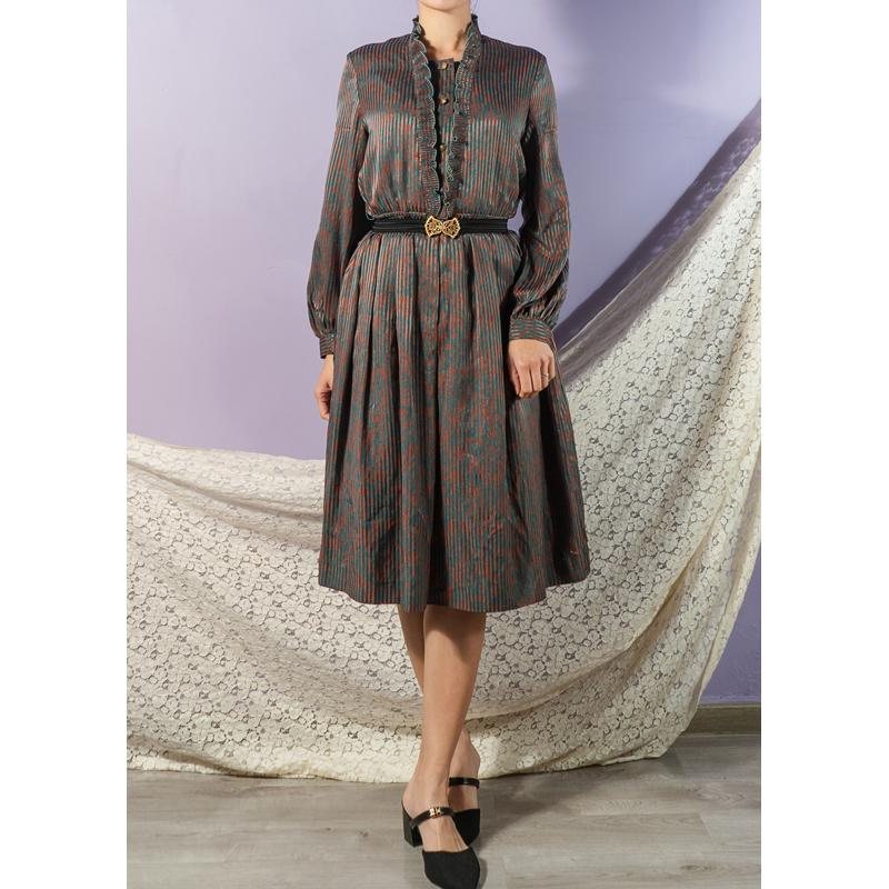 Vintage Japanese Elegant Pattern with Ruffle Trim Button-Up Day & Night Dress(MT1608-142)