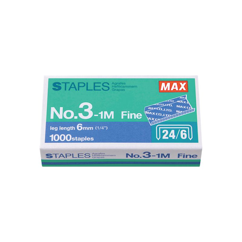Max Stapler Bullet No.3-1M (24/6) – Peluru Pengokot Staples (1,000/Box, 30 Sheets Capacity)