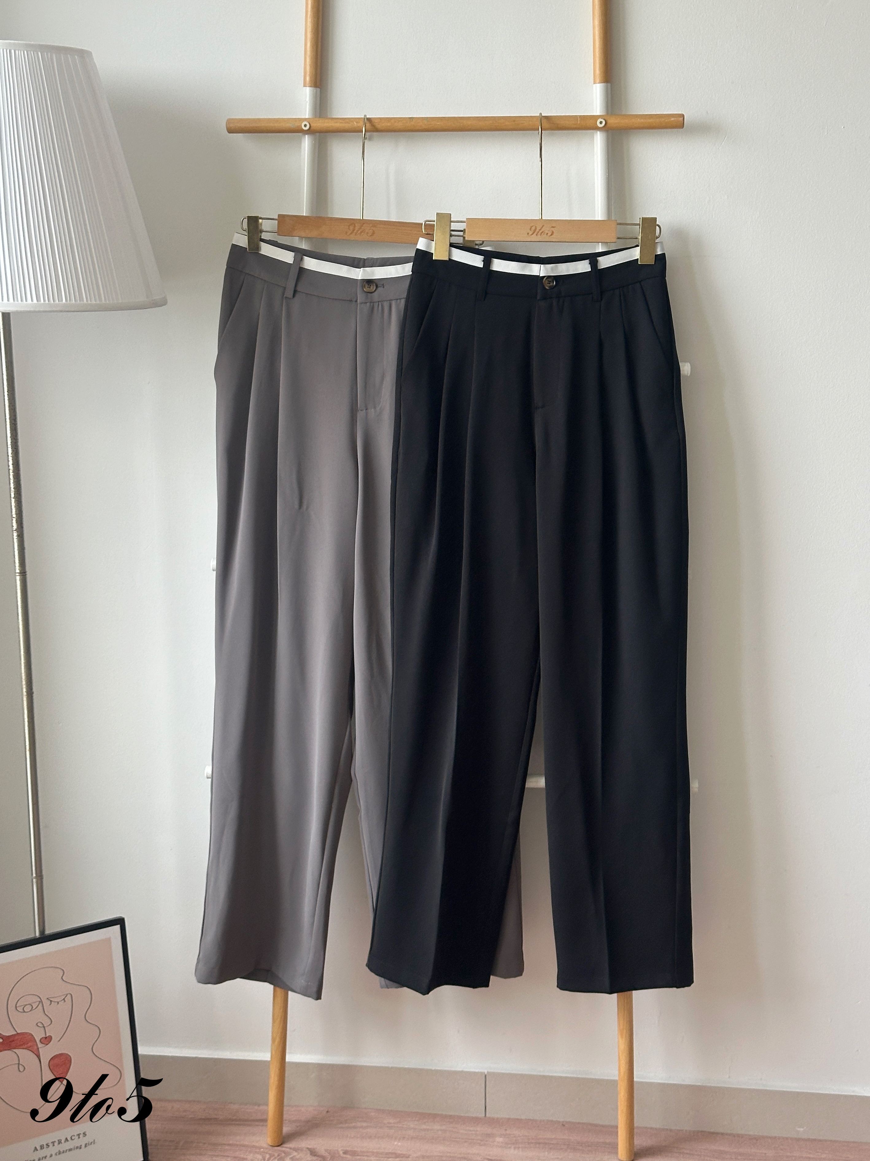 S1970 Long Straight Pants - Black & Grey