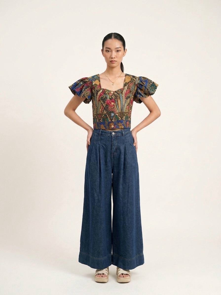 T2347 - Batik Buttoned Crop Top 