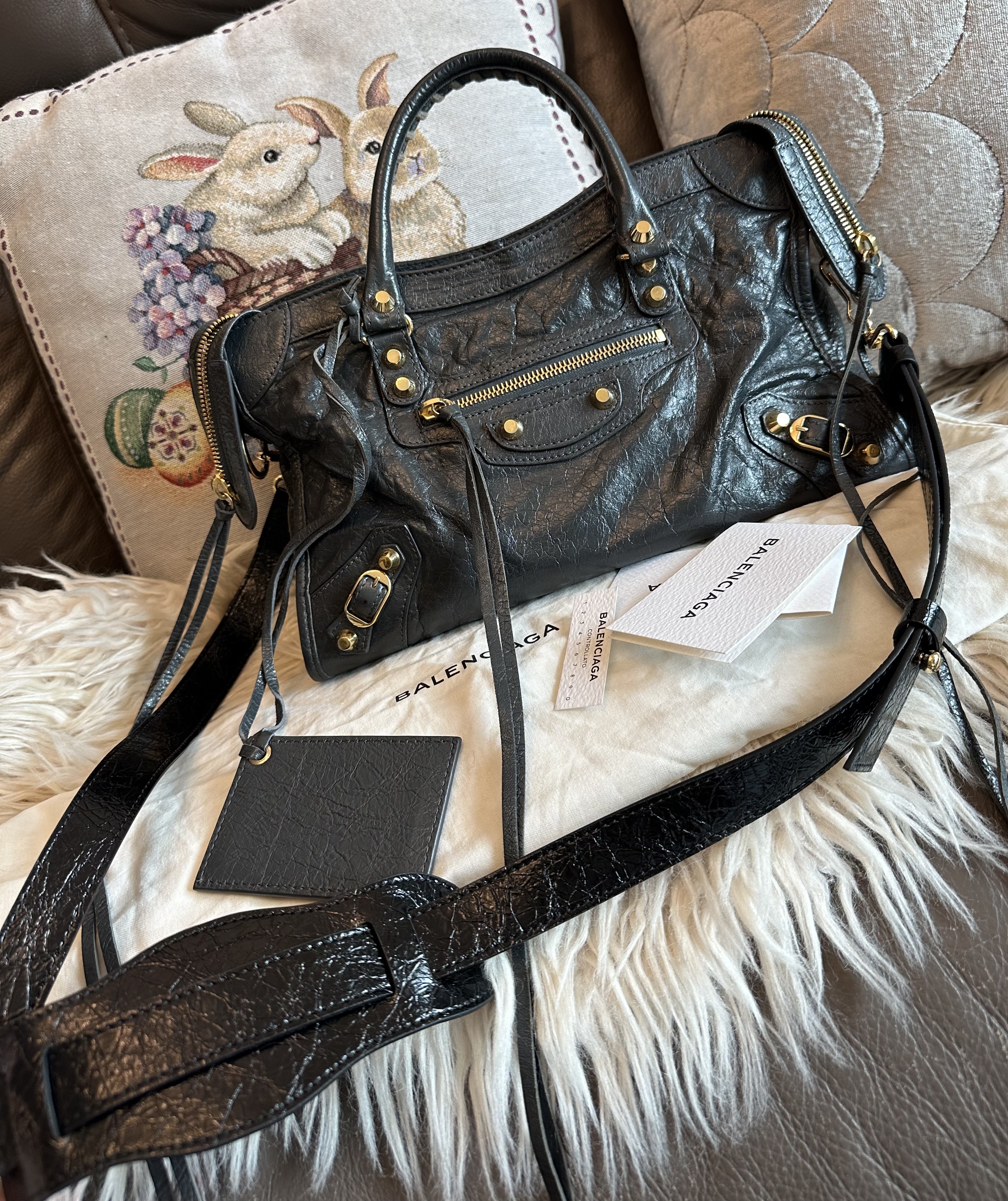 balenciaga dark grey city ghw 