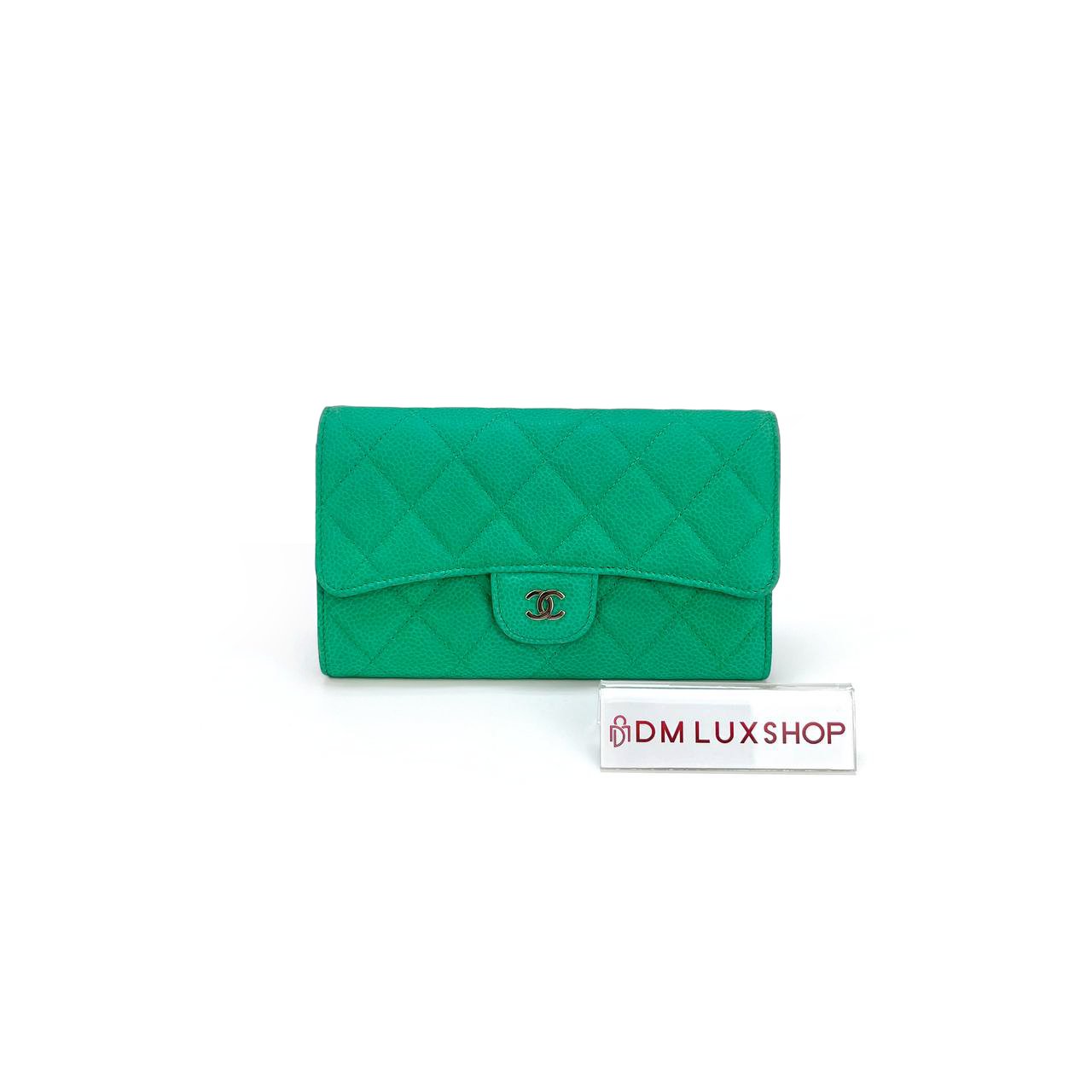 Chanel Green Caviar Flap Wallet SHW (Serial 17, Y: 2013)