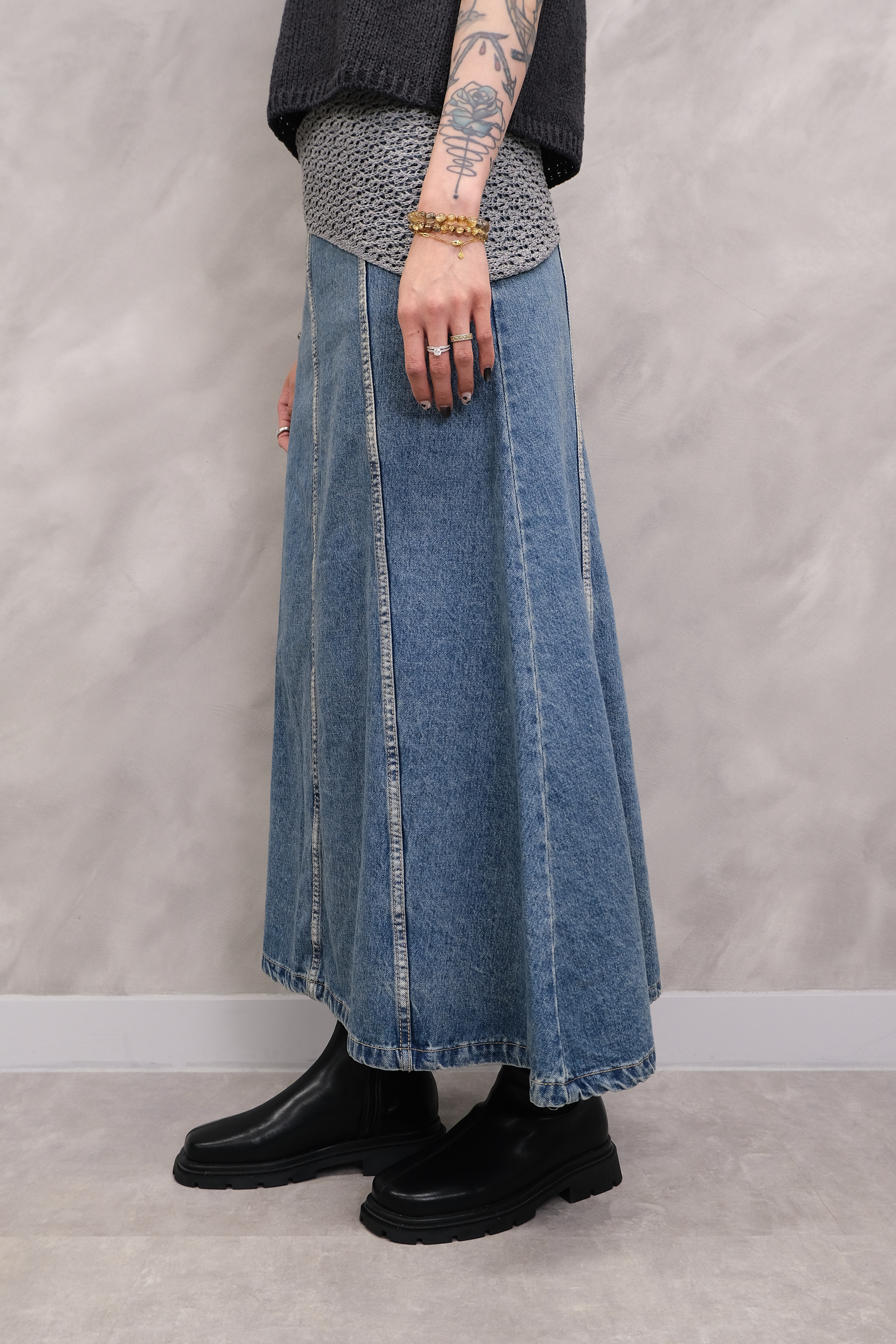 Basic denim long skirt #sk31