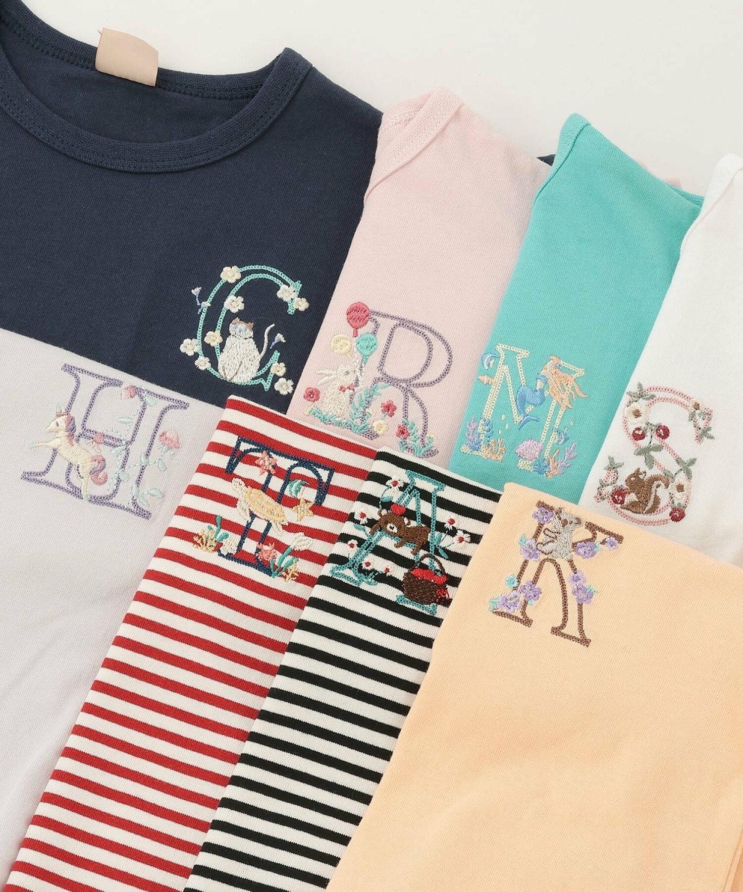 🆕【⭐訂購⭐】🌀 🇯🇵 日本直送🇯🇵 字母花朵刺繡 荷葉邊袖  短袖T恤［8款選］🌀 [ELEA-0216]