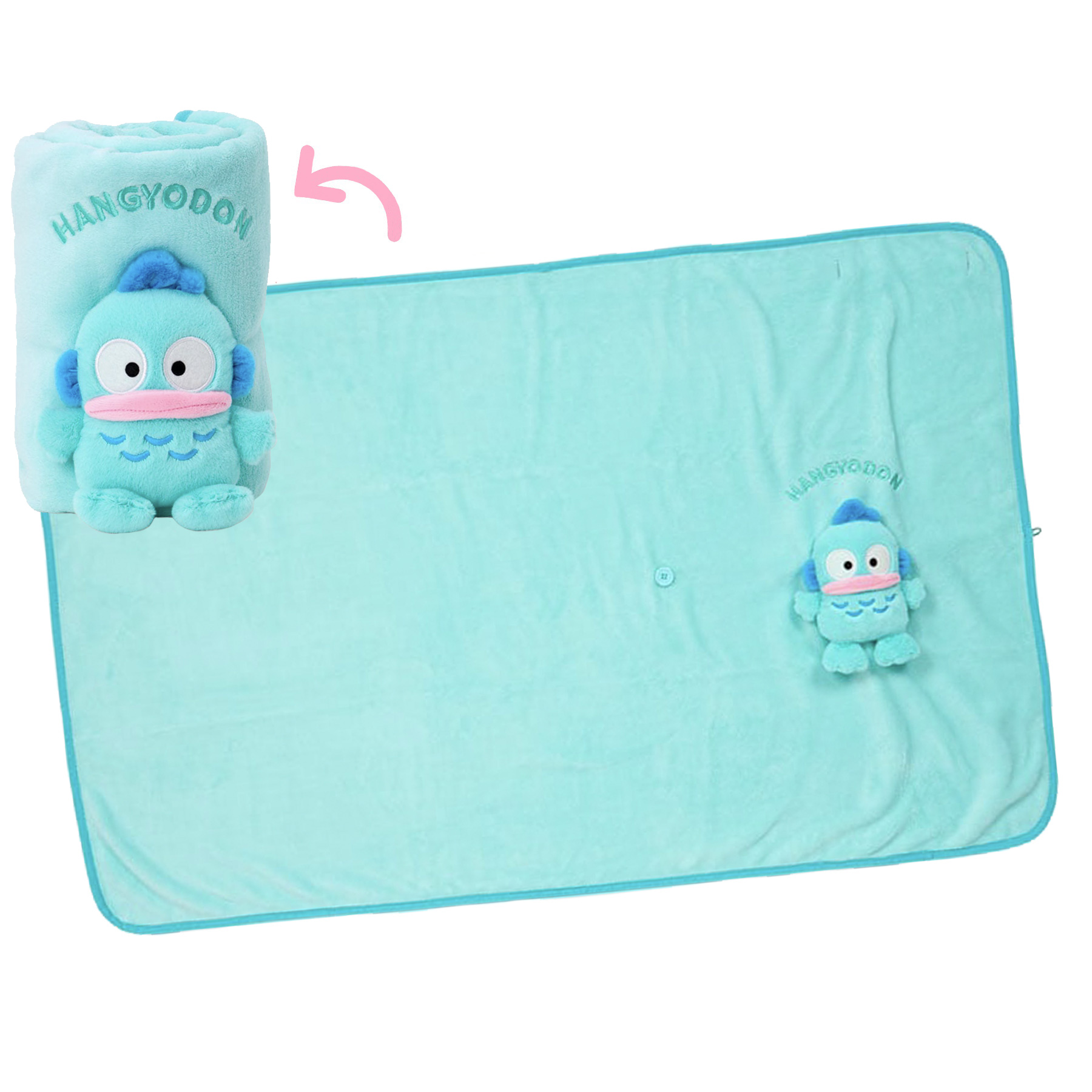 現貨｜Sanrio Hangyodon 水怪 日版 兩用 毛毯 2-WAY Blanket 110x70cm (71532-8)