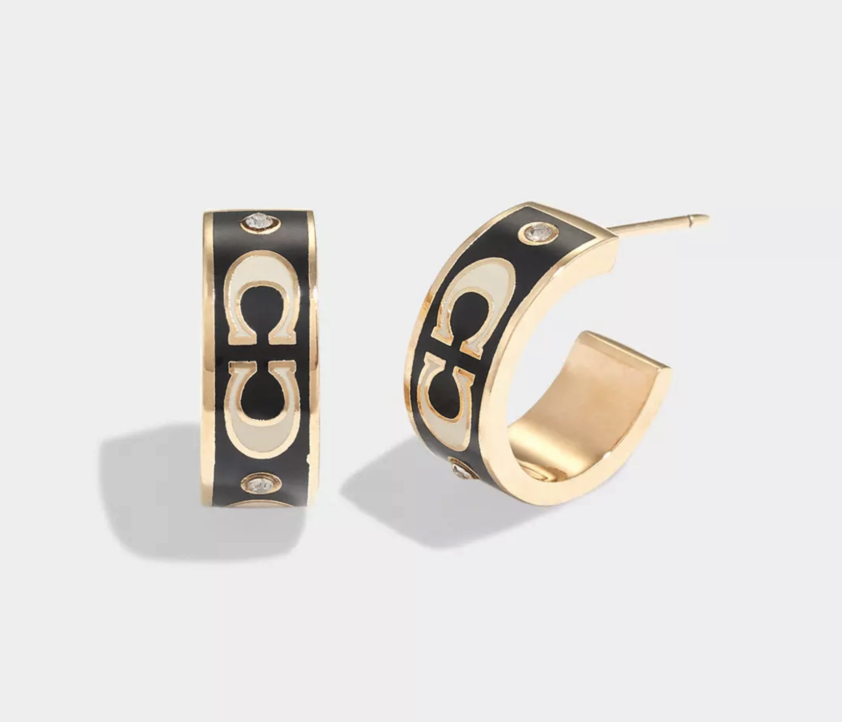 Coach Signature Enamel Huggie Earrings