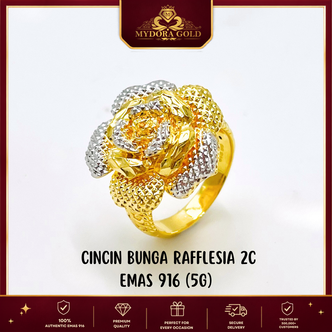 MYDORA Cincin Bunga Rafflesia (5G) l EMAS 916/22K