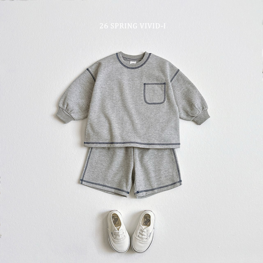 🌸預訂 韓國直送🌸🇰🇷VIVIDI四色口袋撞色縫線長袖短褲上下套裝