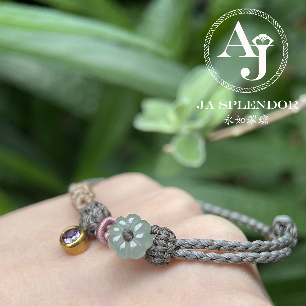 FBG26-H02 天然翡翠A玉 冰種花開手繩（私人訂制）
