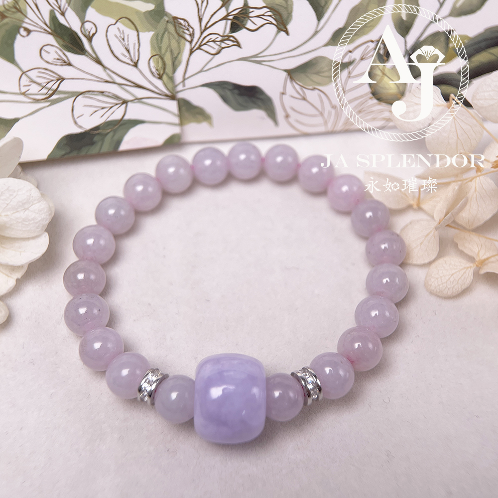 FBG26-H18 天然翡翠A玉-冰種紫羅蘭路路通拼粉色翡翠手串（旺人緣）