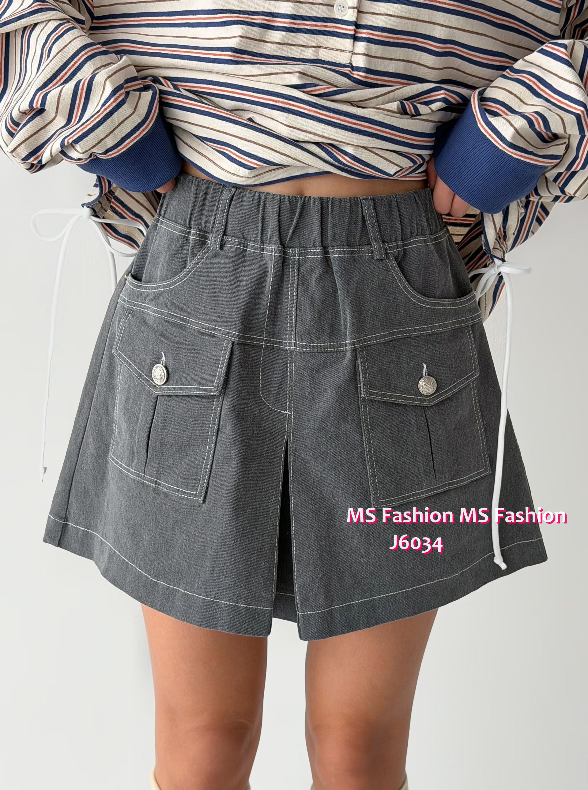J6034 韓國🇰🇷型格明線裙褲仔