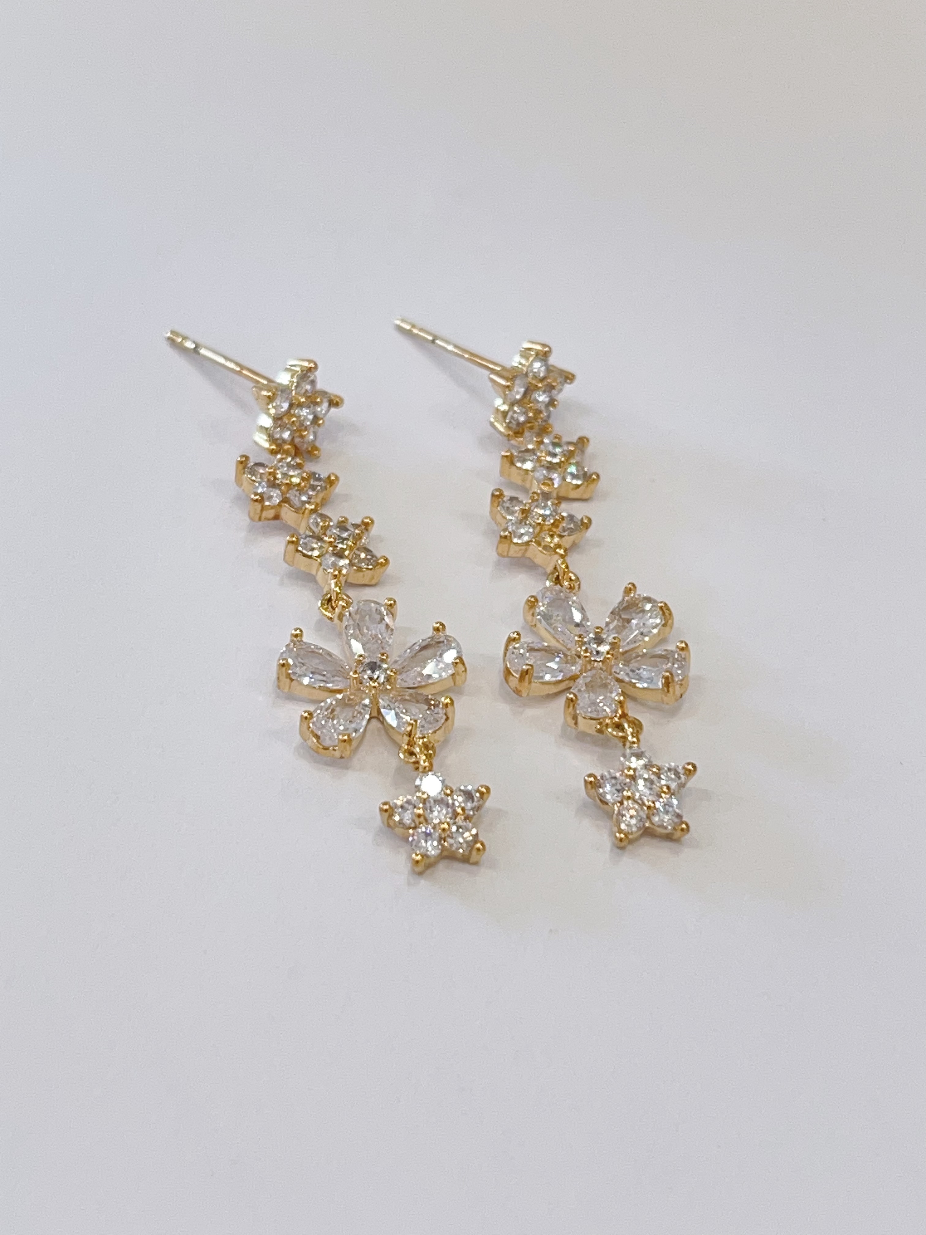 浪漫星星小花长款耳环