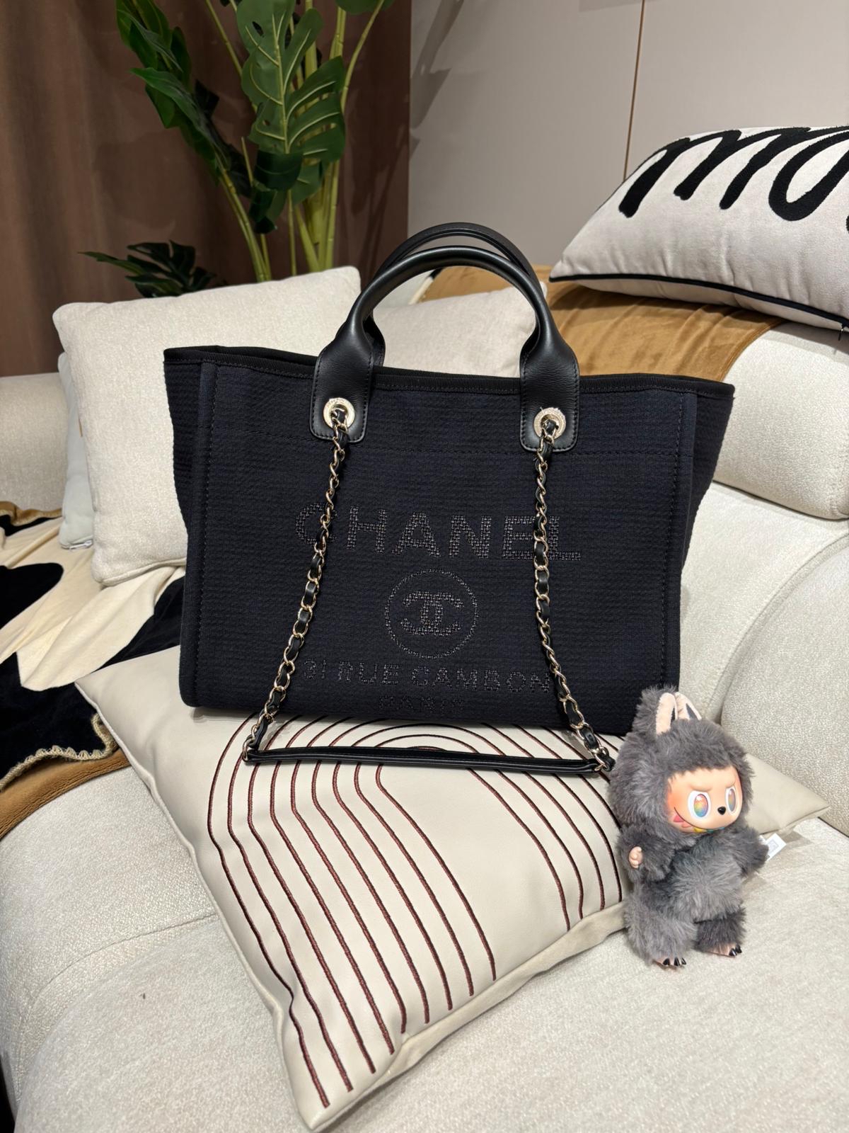 Chanel Deauville Tote Bag Black 100%Authentic, 98%New ✅專門店收據✅晶片✅Dust bag
