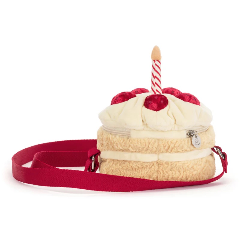 【生日禮物首選】Jellycat Amuseables Birthday Cake bag 生日蛋糕斜揹袋- 軟萌微笑士多啤梨🍓蛋糕＋蠟燭造型