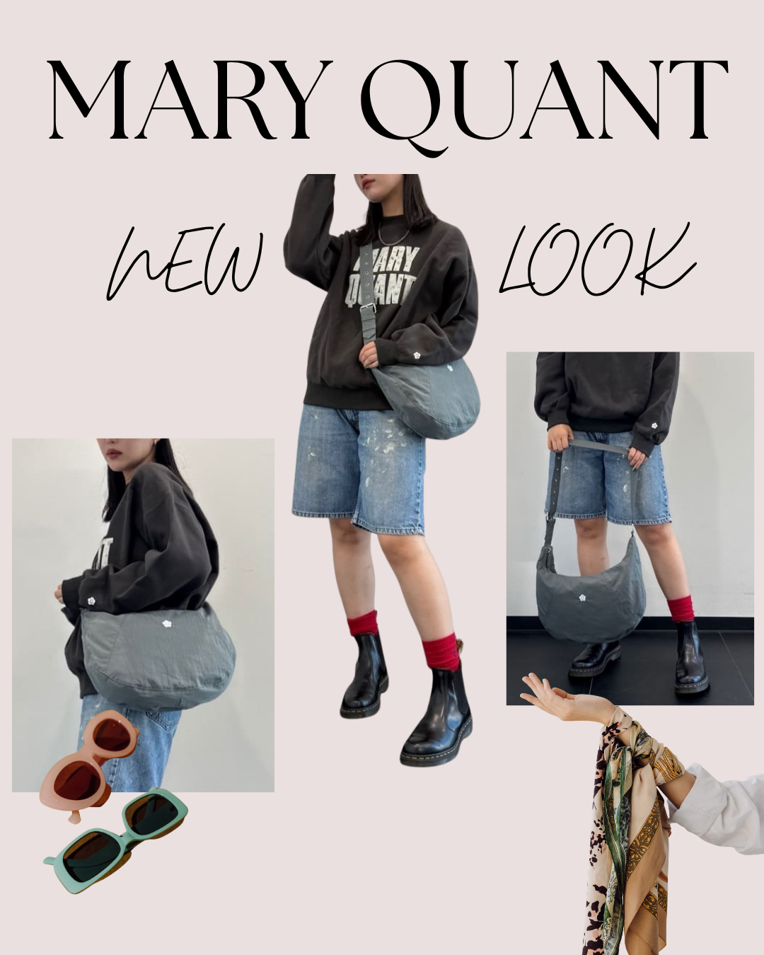 日本代購【﻿ 2026新色 日本直送 MARY QUANT × PUBLUX 別注 刺繡 花花logo 尼龍 輕便 單肩袋 |  側孭袋  | one-point embroidery nylon shoulder bag 】