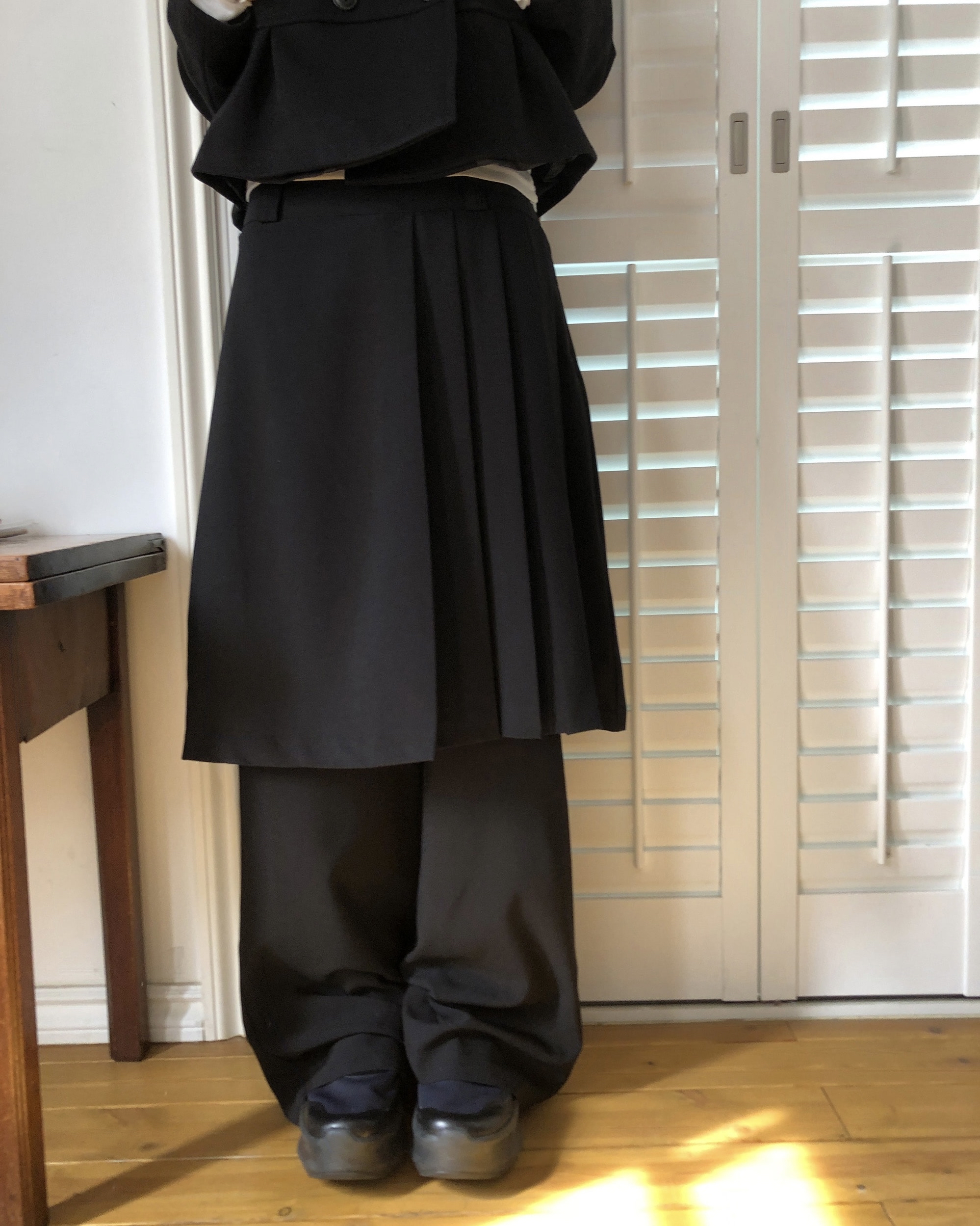 Pleated Layered Skirt Pants