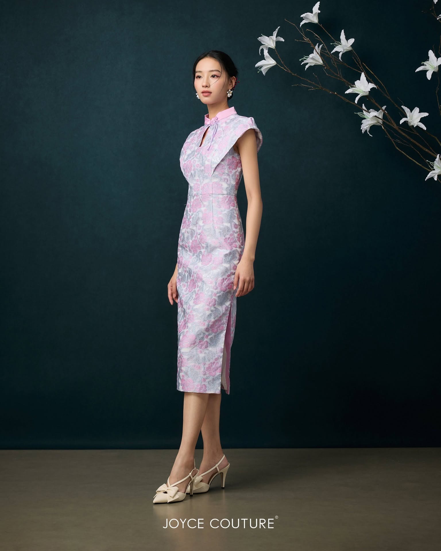 水滴形立领玉珠旗袍 D0353