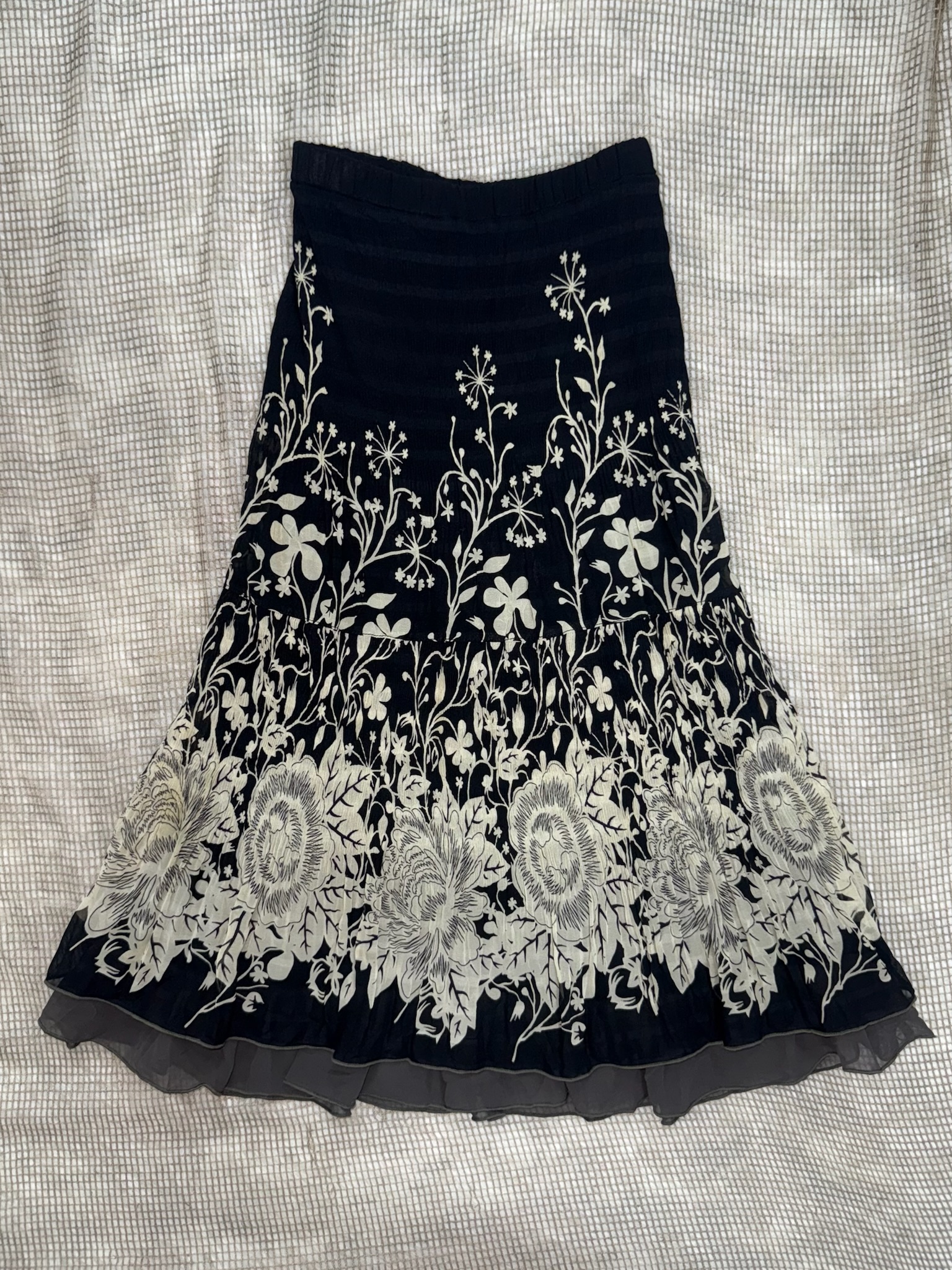 Romantic Goth Floral Flared Skirt