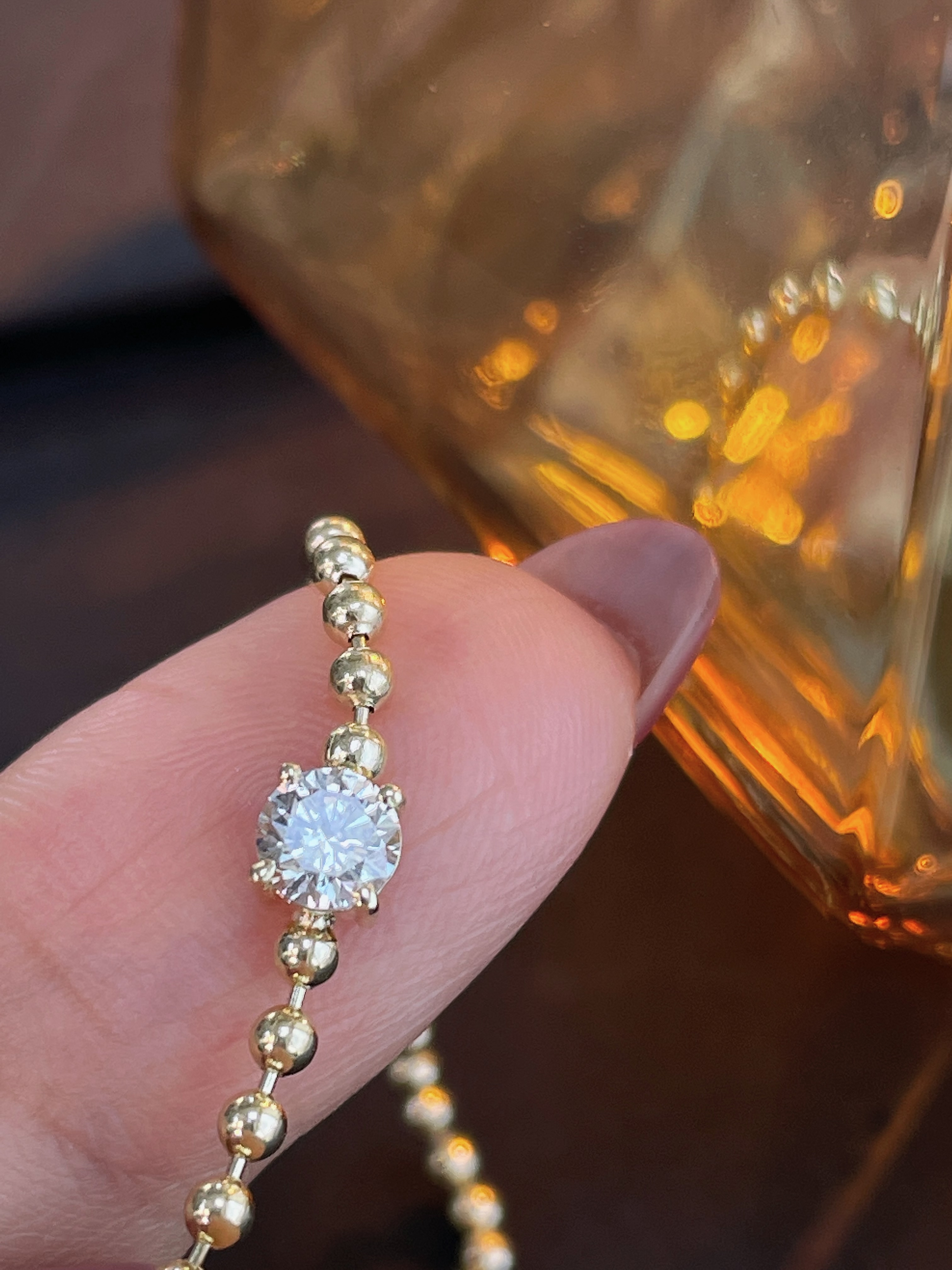 Diamond Gold Bead Bracelet N240259