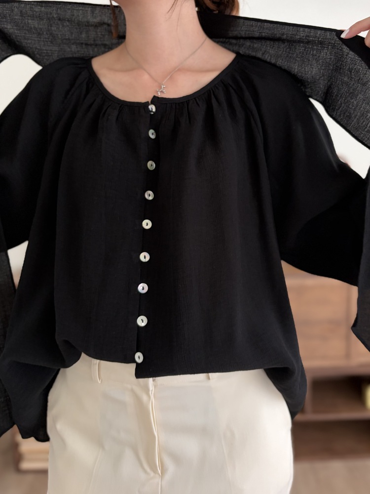 Eloise Tie-Neck Blouse (Black)