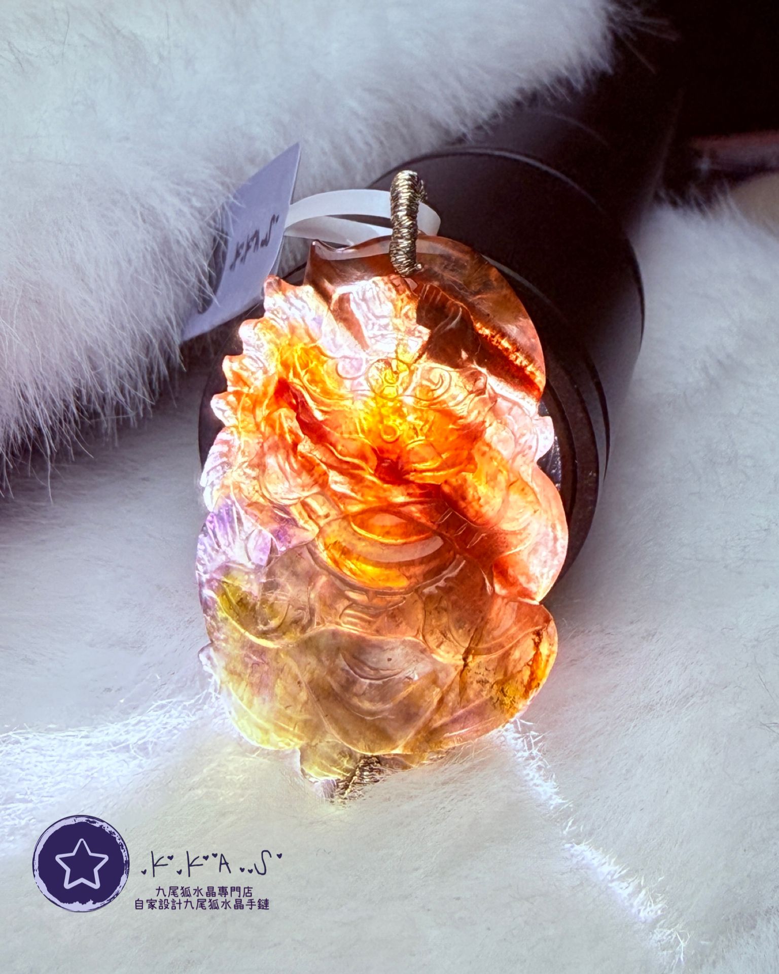 K00226 紅極光 鳳凰狐 - 吊墜/手牌兩用款
