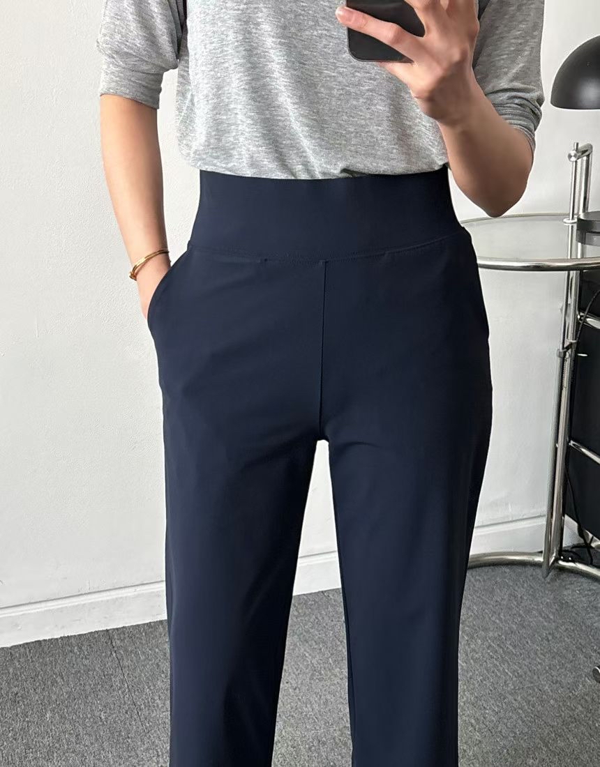 Dw036冰爽料高腰直筒褲