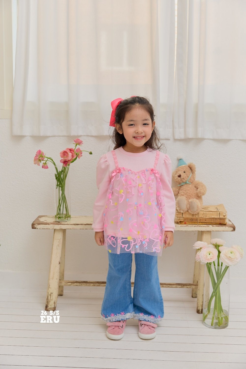 假兩件 Top / 花花牛仔褲