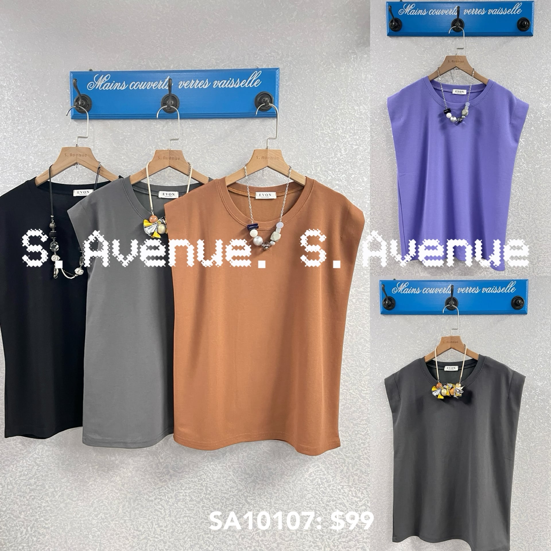 SA10107: 雞翼袖淨色top