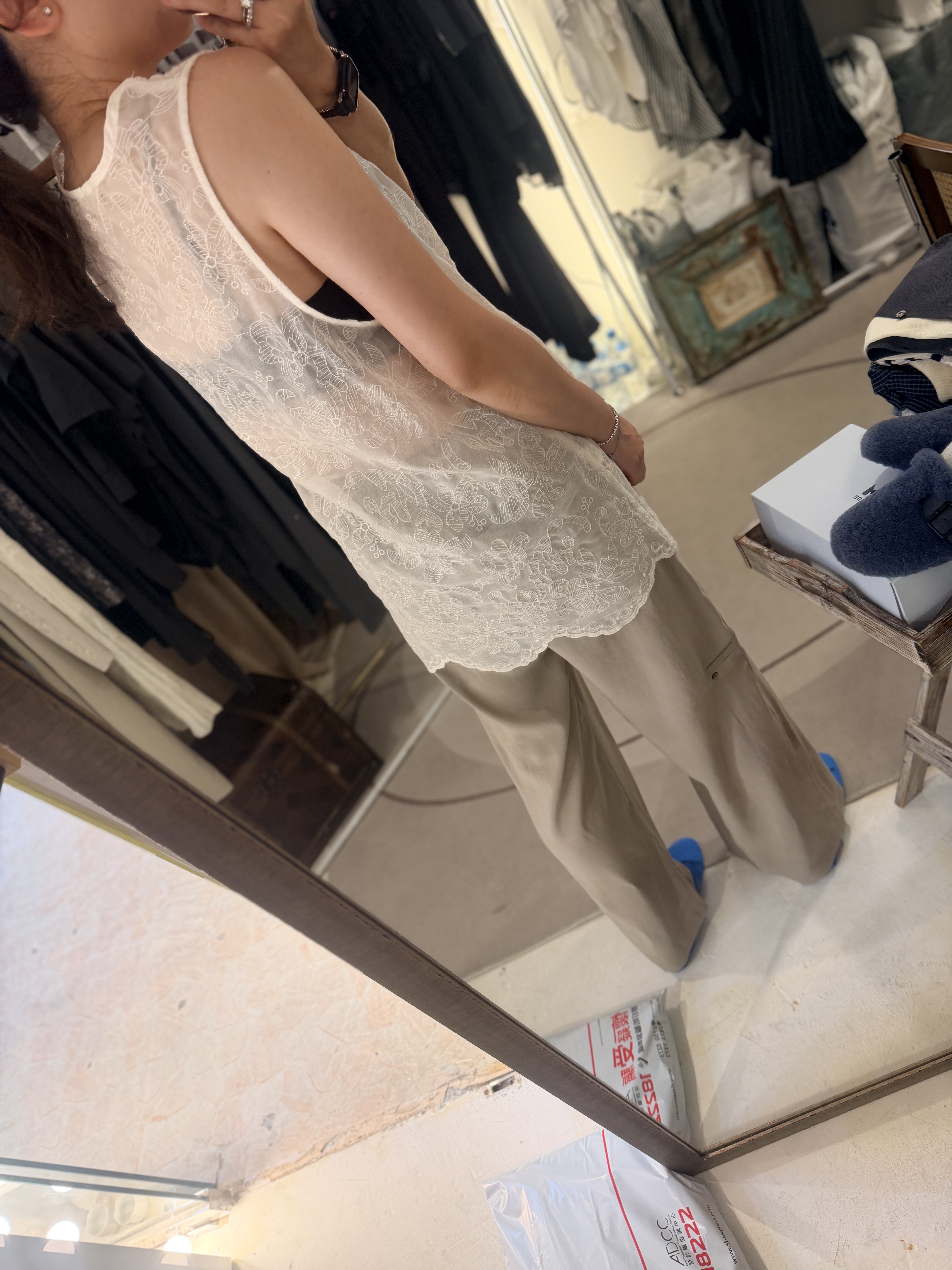Embroidery deep v see-though dress