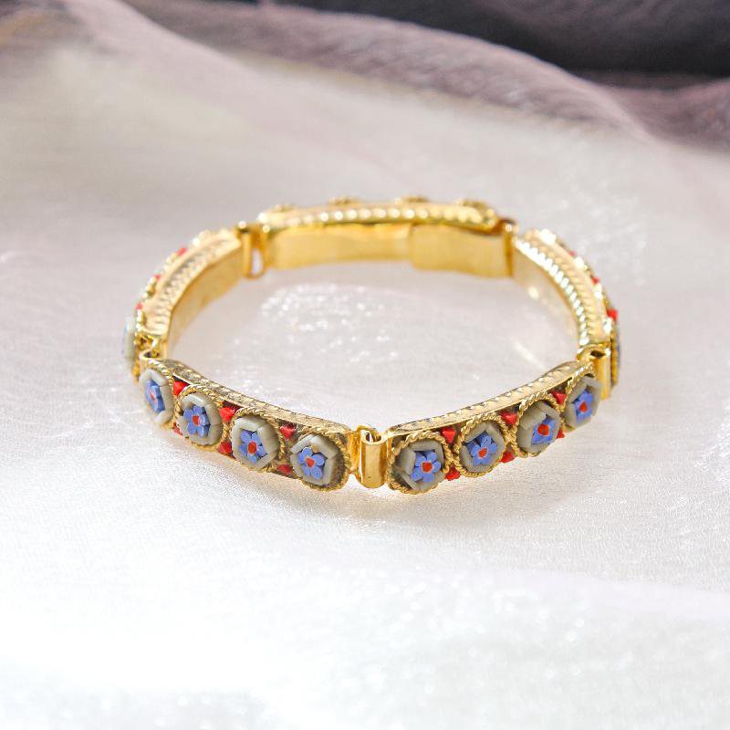 Vintage New Old Stock Mosaic Link Bracelet - Flower Blossom(FA204~FA209)