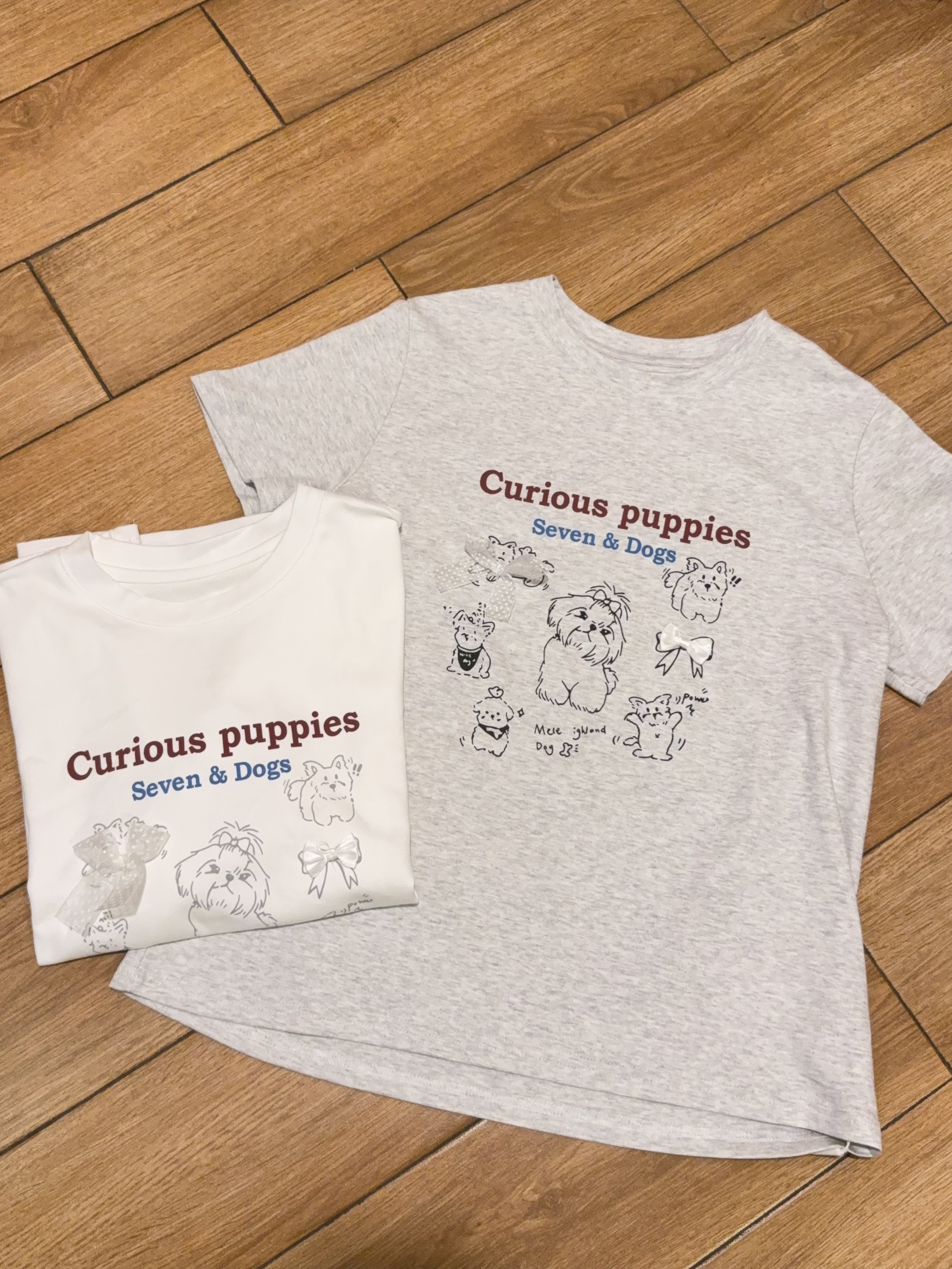 立体波点蝴蝶结可爱小狗宽松上衣R2996