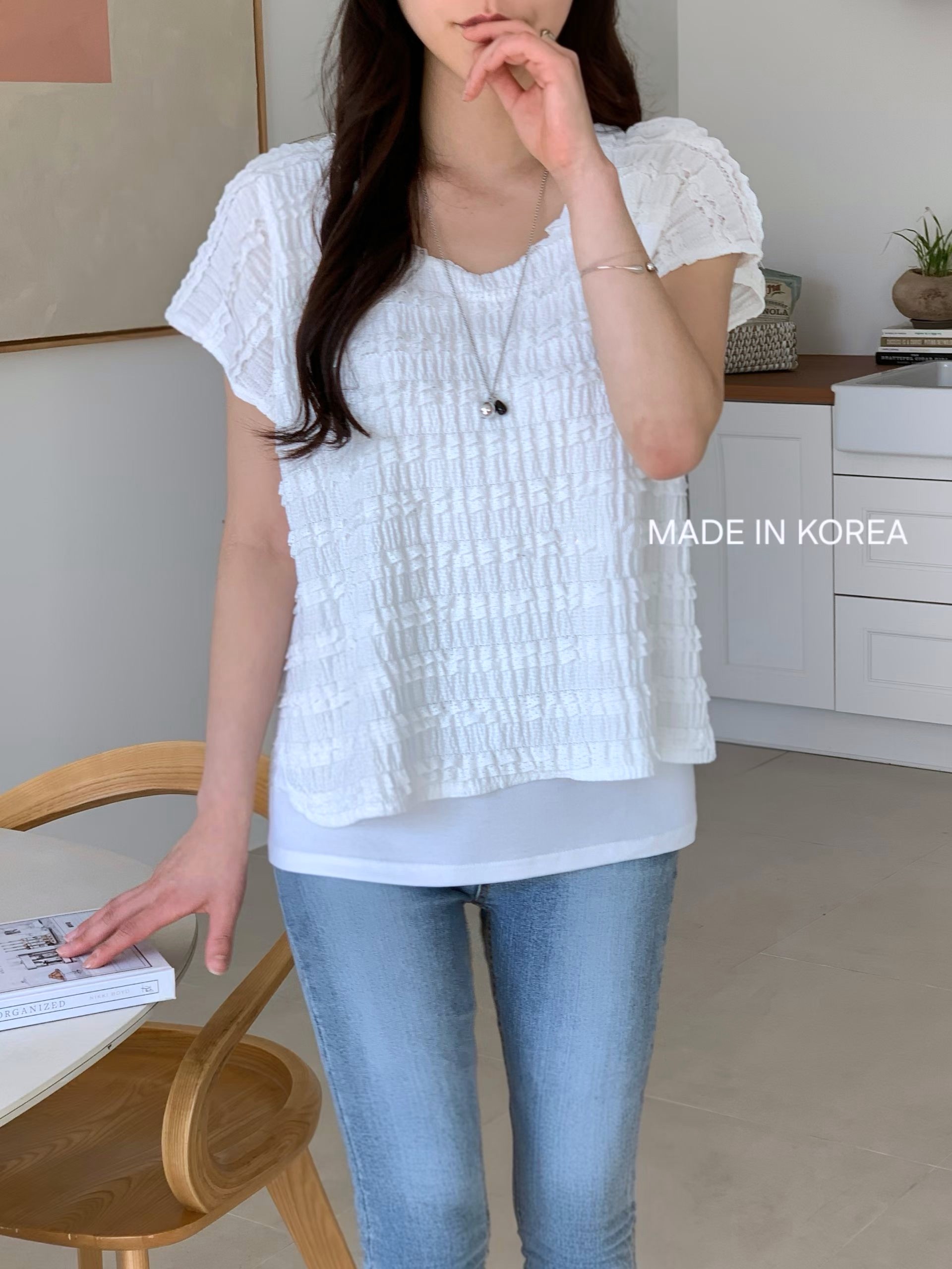 G6280 韓國🇰🇷壓紋假兩件top