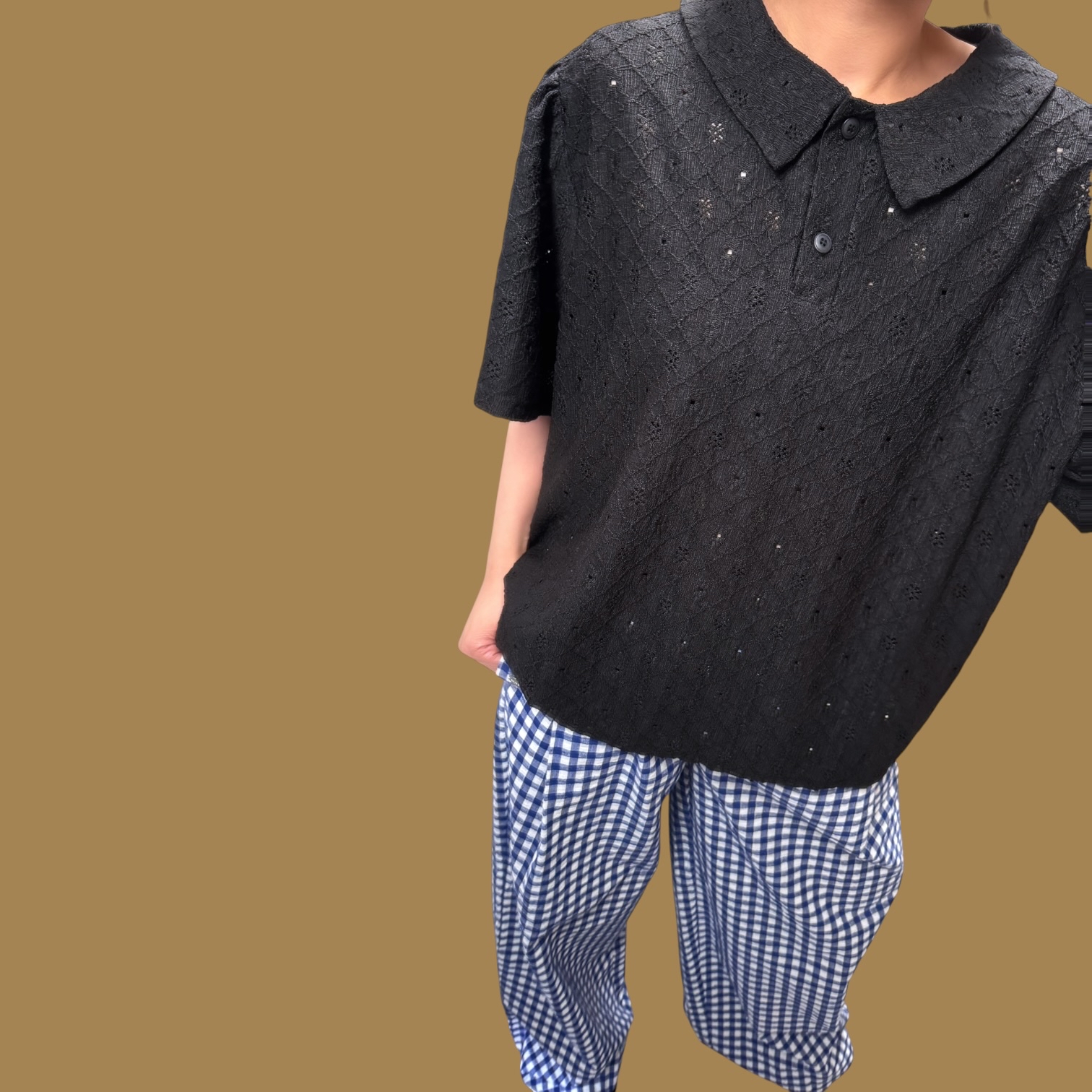 221429 Lace反領Top