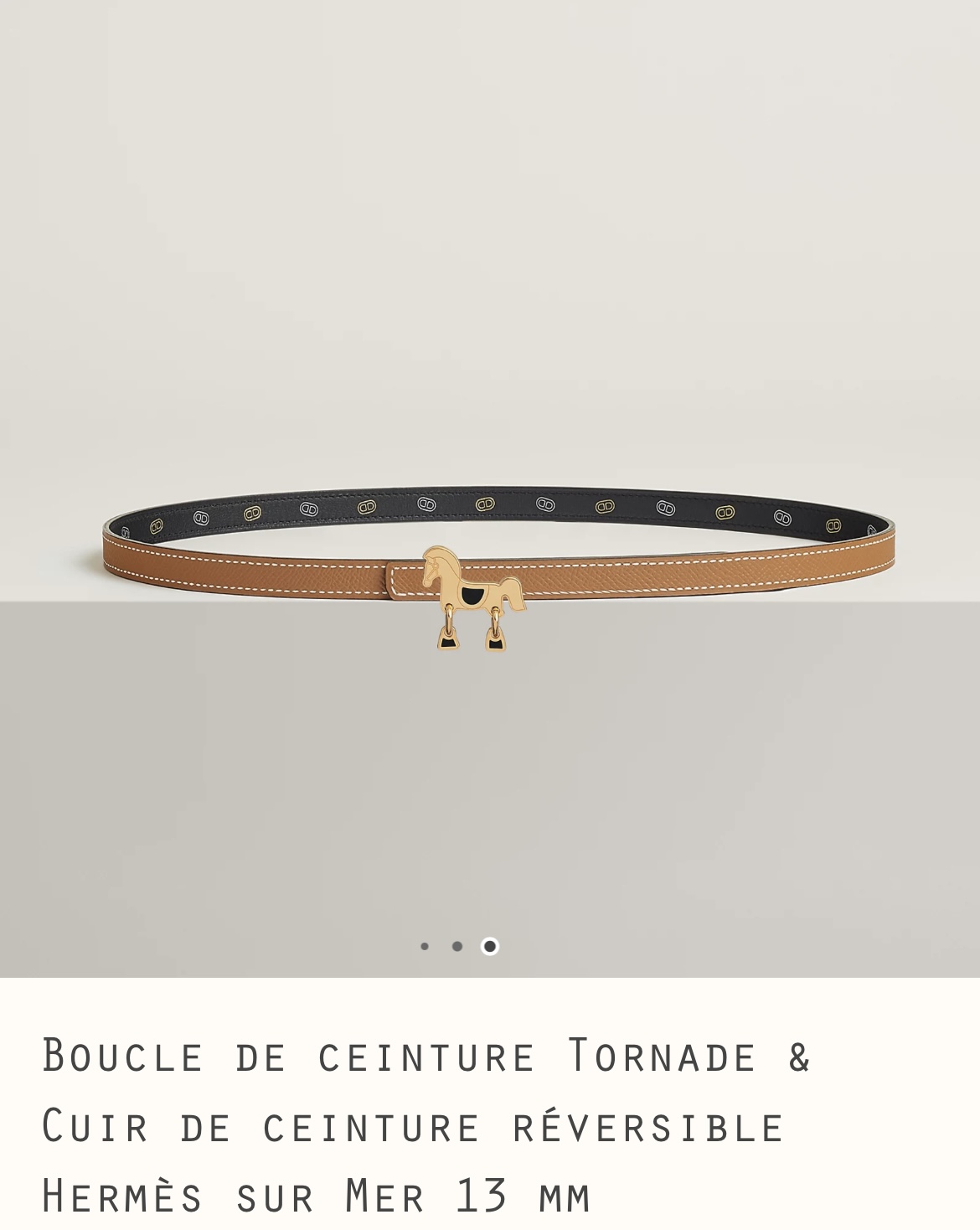 Hermes 全新🆕 13 mm雙面皮帶 + 黑色馬仔可郁腳仔 Tornade 圖案組成皮帶鍍金扣