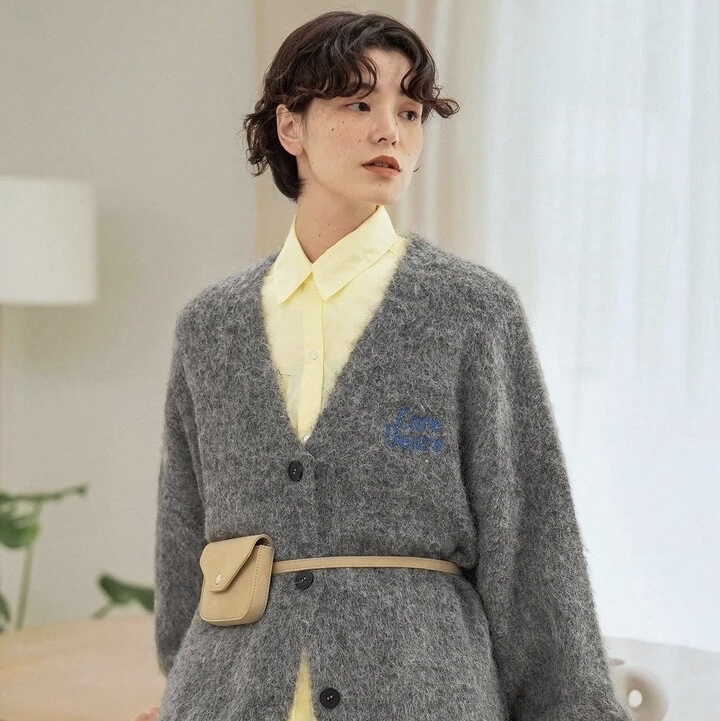 🌈🐻復古毛絨刺繡針織外套