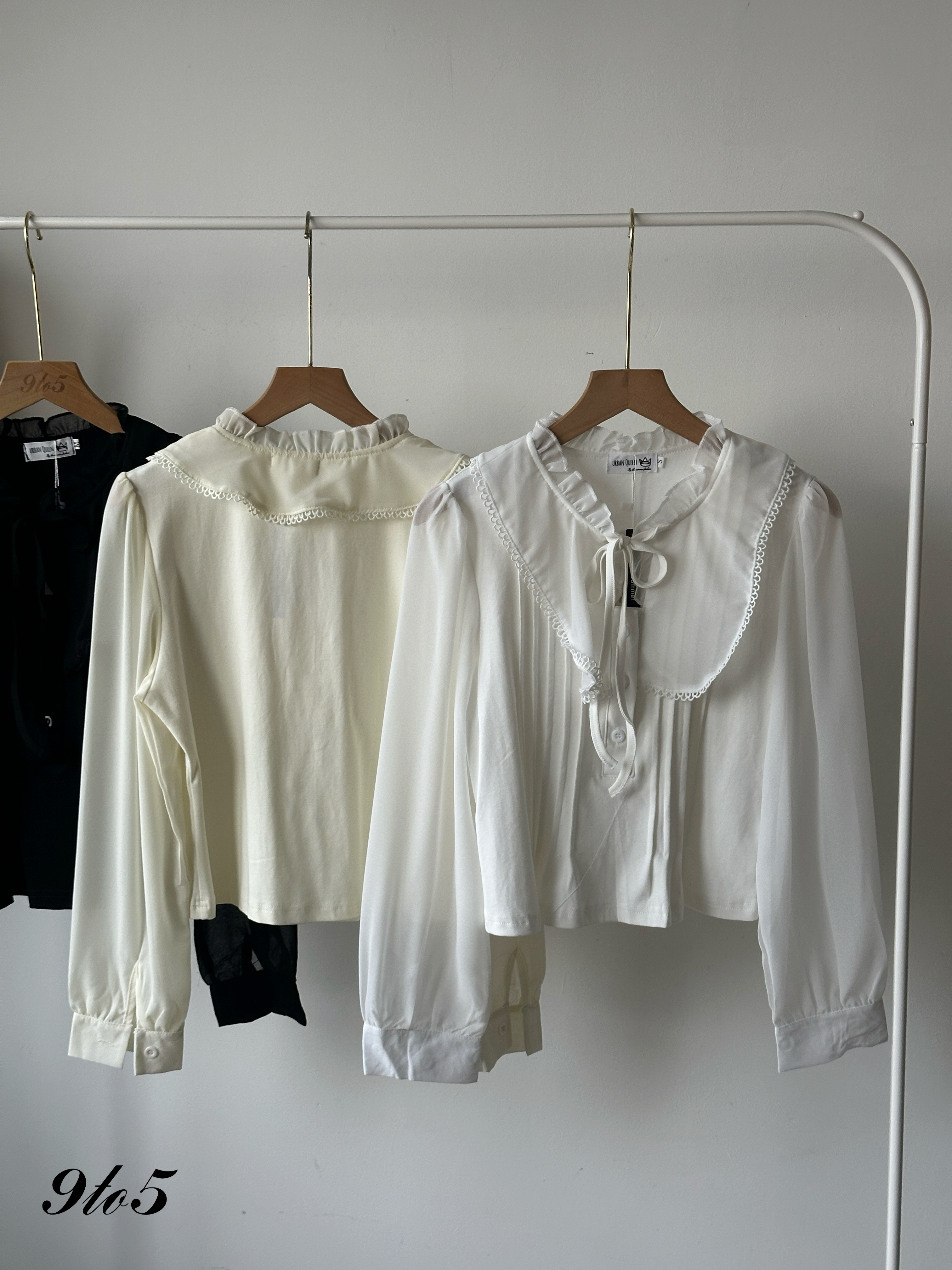 T4137 Bow-tie Ruffle Collar Blouse - 3 Colors 