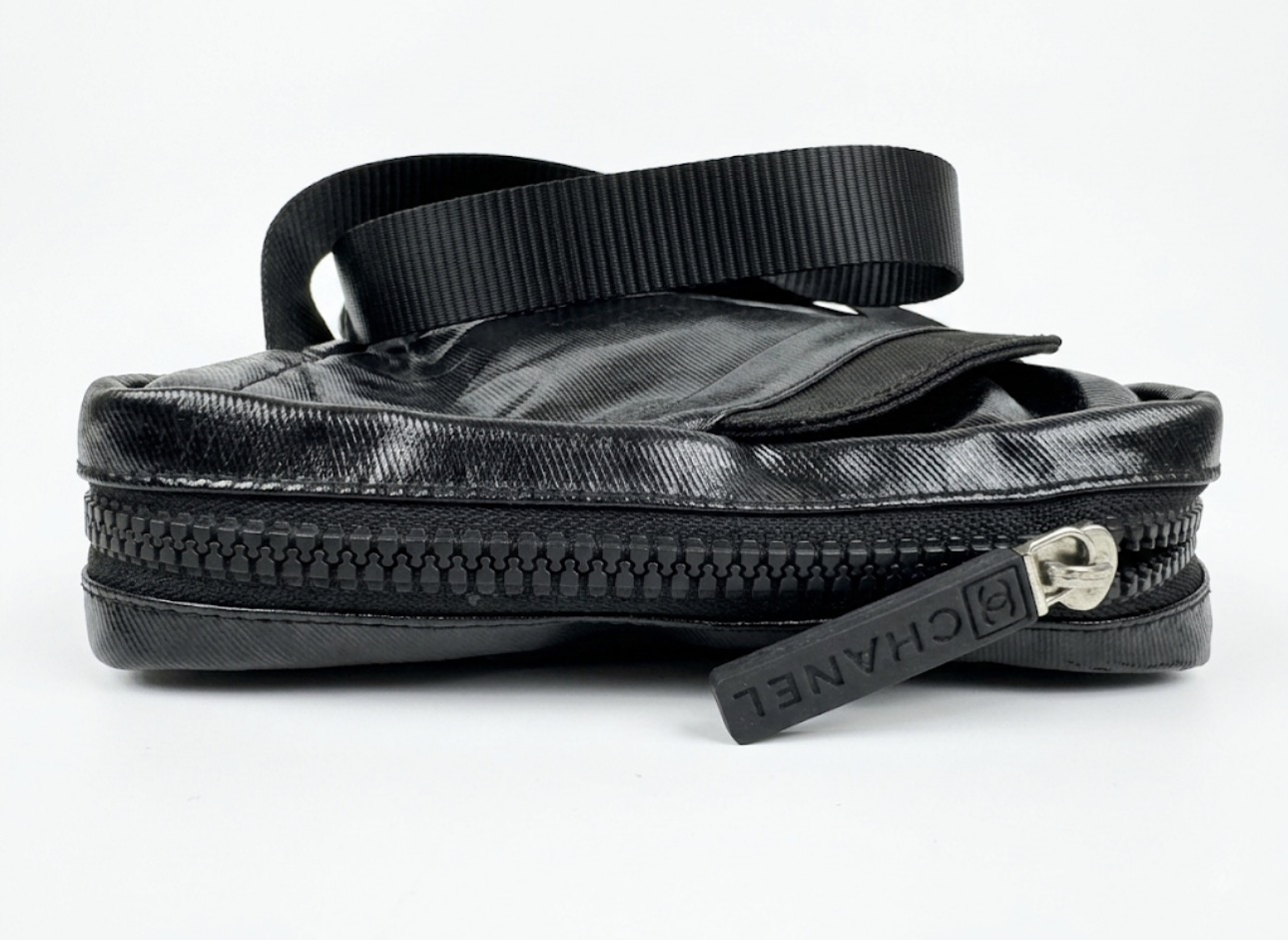 Chanel Black Coated Nylon Sport Line Crossbody Bag