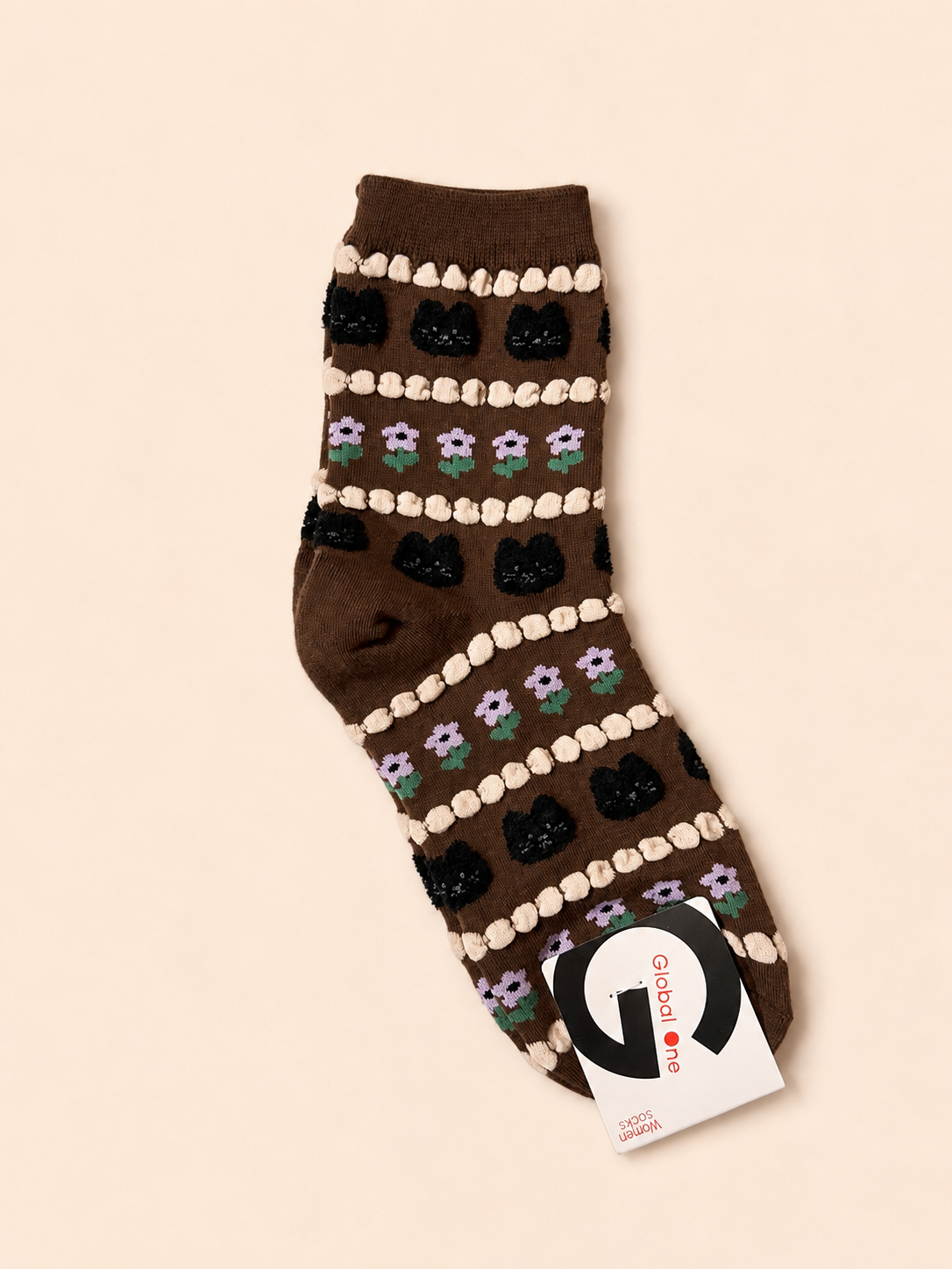 Korean Animal Knit Pattern Women's Crew Socks