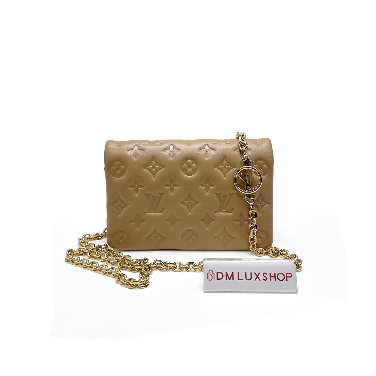 LV Camel Embossed Monogram Coussin WOC GHW