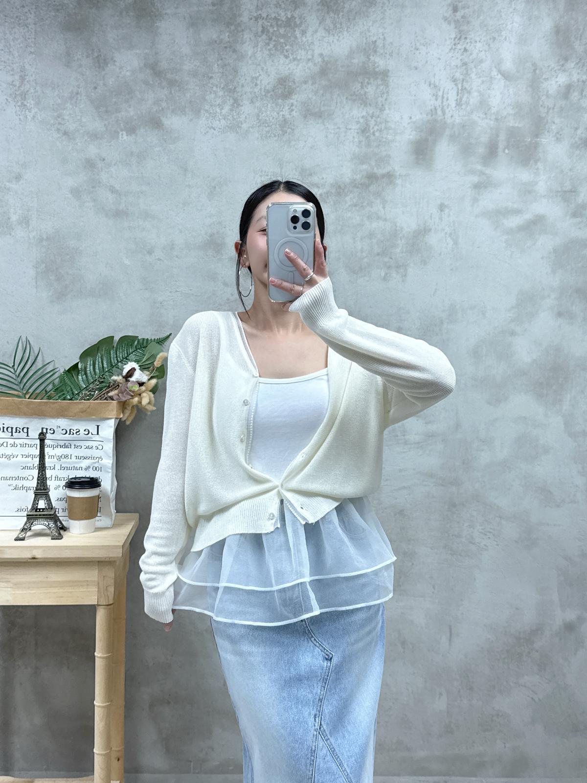 D19 半透紗邊線外套