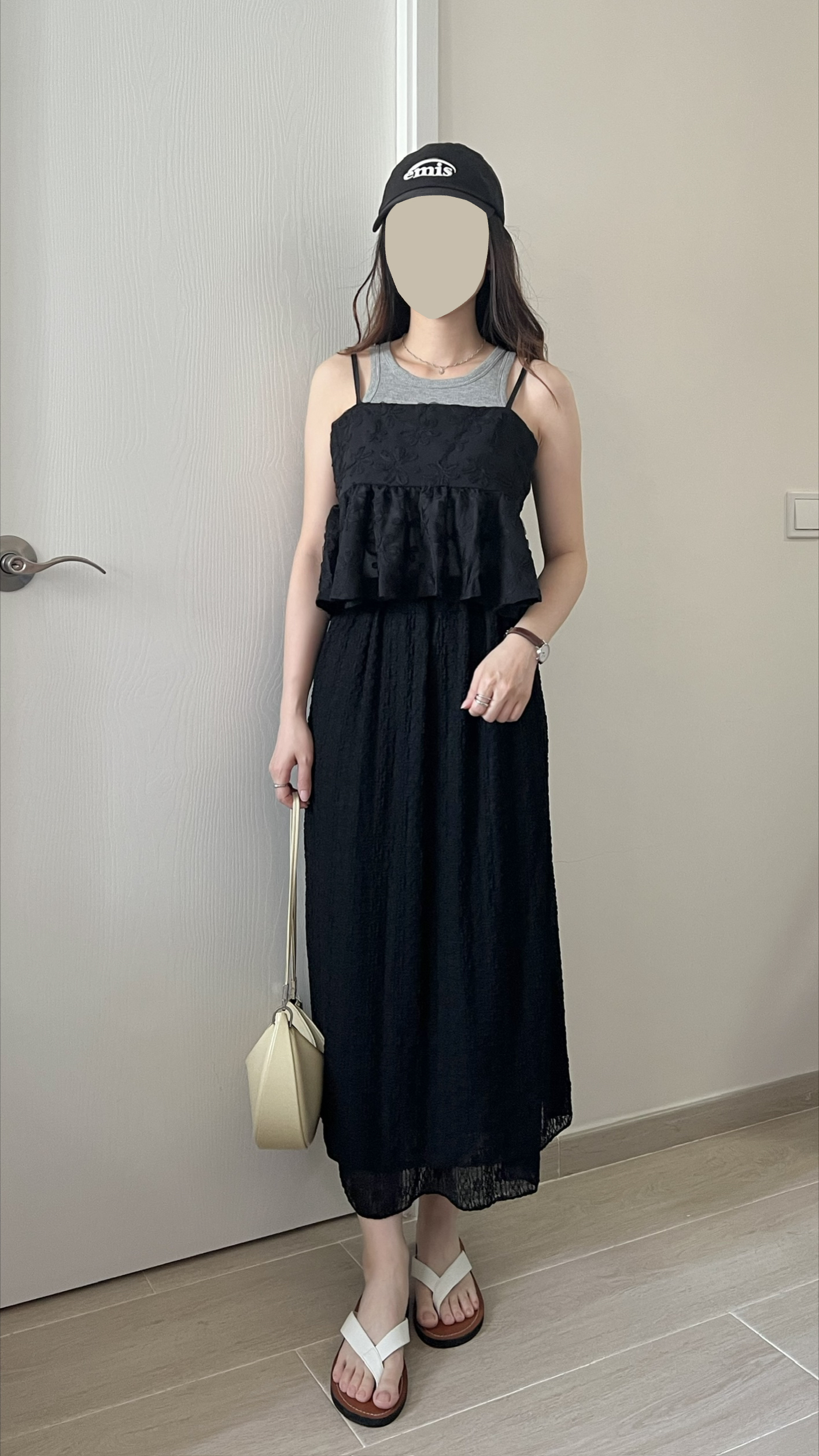 lace雙層小花長裙 免熨